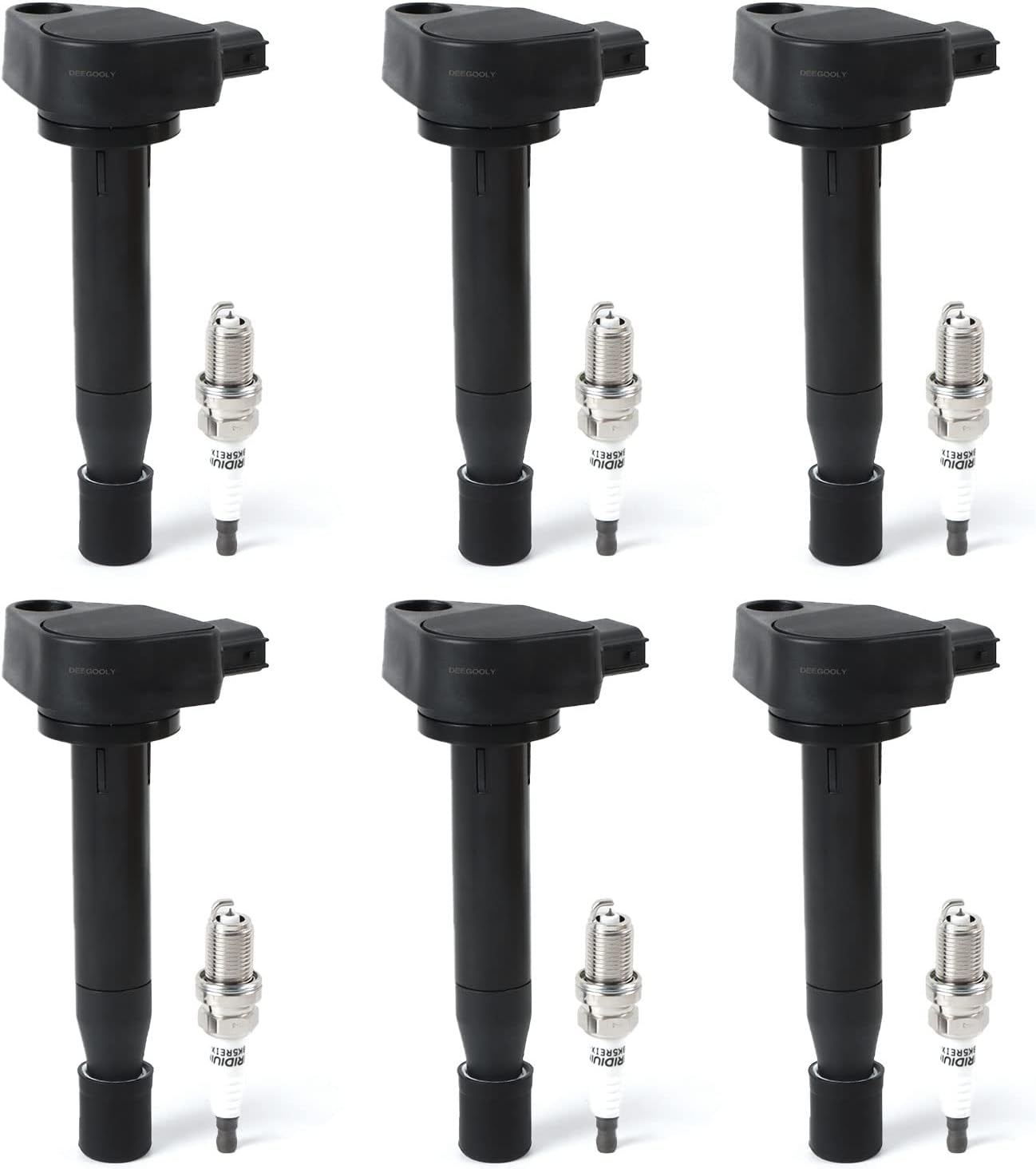 4PCS UF529 Ignition Coils & Iridium Spark Plugs Compatible with 2014-2016 Au-Di Q7 S6 Go-lf Je-tta CC Volk-swagen Allroad & Quattro Eos Replace OE 06E905115E 06H905115B