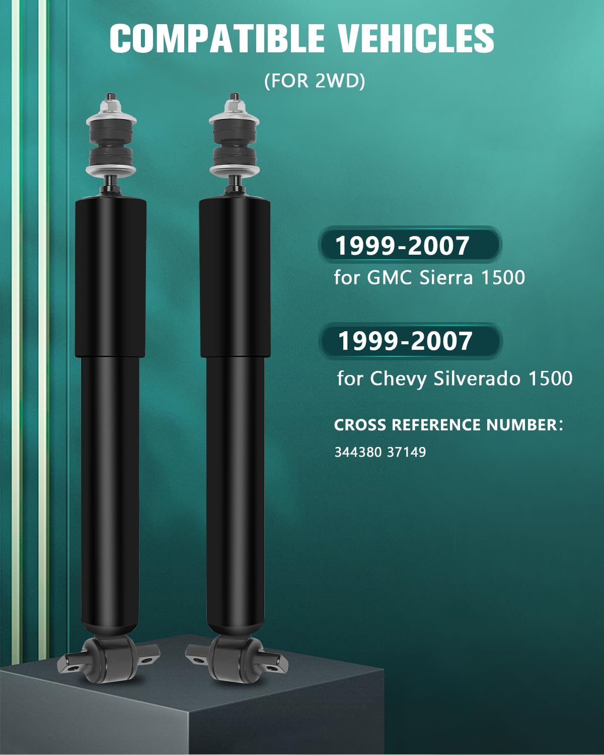AUTOMUTO 2 Pcs Struts Shock Absorbers Compatible with 1999-2007 for Chevy Silverado 1500,1999-2007 for GMC Sierra 1500 with 344380 37149 Auto Shocks - Front