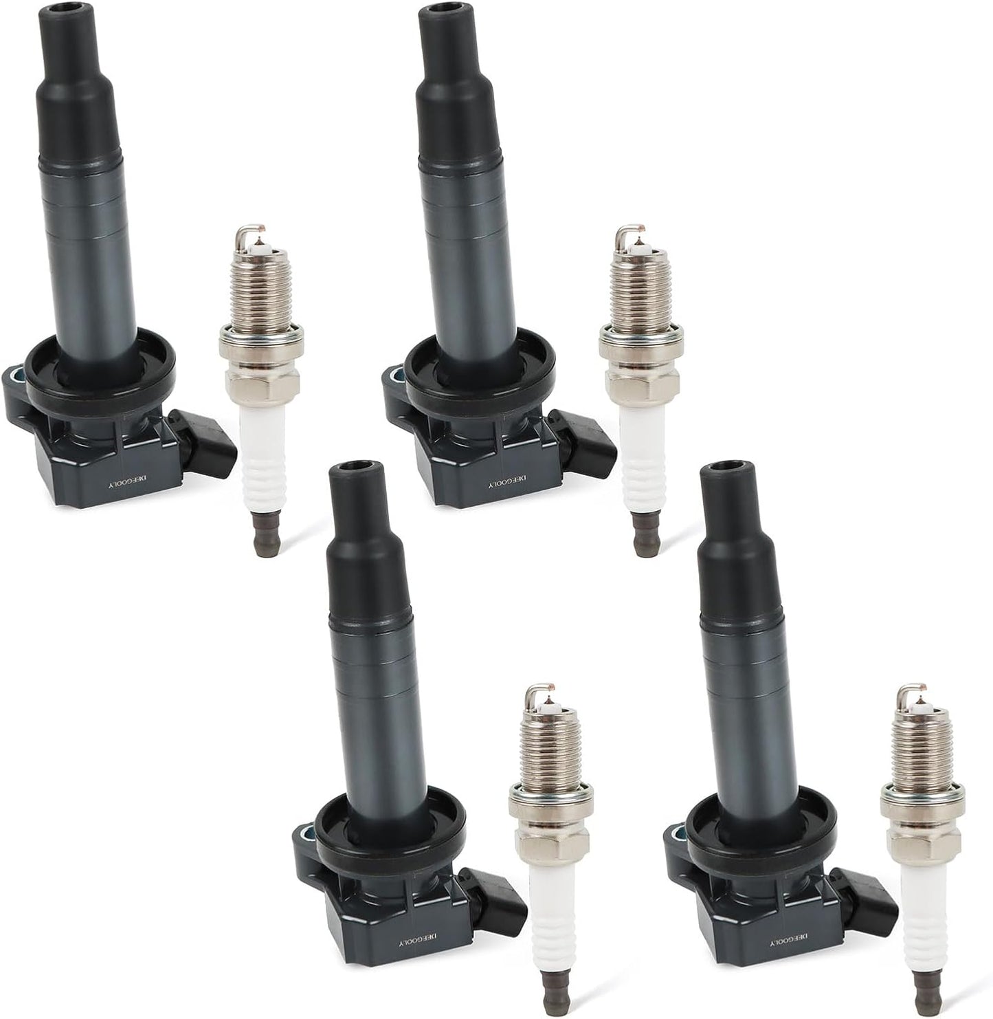 4PCS UF529 Ignition Coils & Iridium Spark Plugs Compatible with 2014-2016 Au-Di Q7 S6 Go-lf Je-tta CC Volk-swagen Allroad & Quattro Eos Replace OE 06E905115E 06H905115B