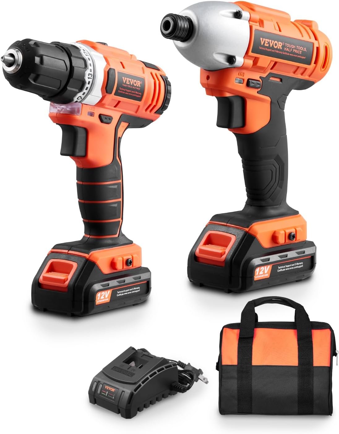 VEVOR Tool Combo Kit, 20V Brushless 5-Tool Combo Kit, Cordless Power, Cordless Drill and Impact Driver, with 4.0 Ah Batteries, Charger, Reciprocating Saw, Circular Saw, and Work Light