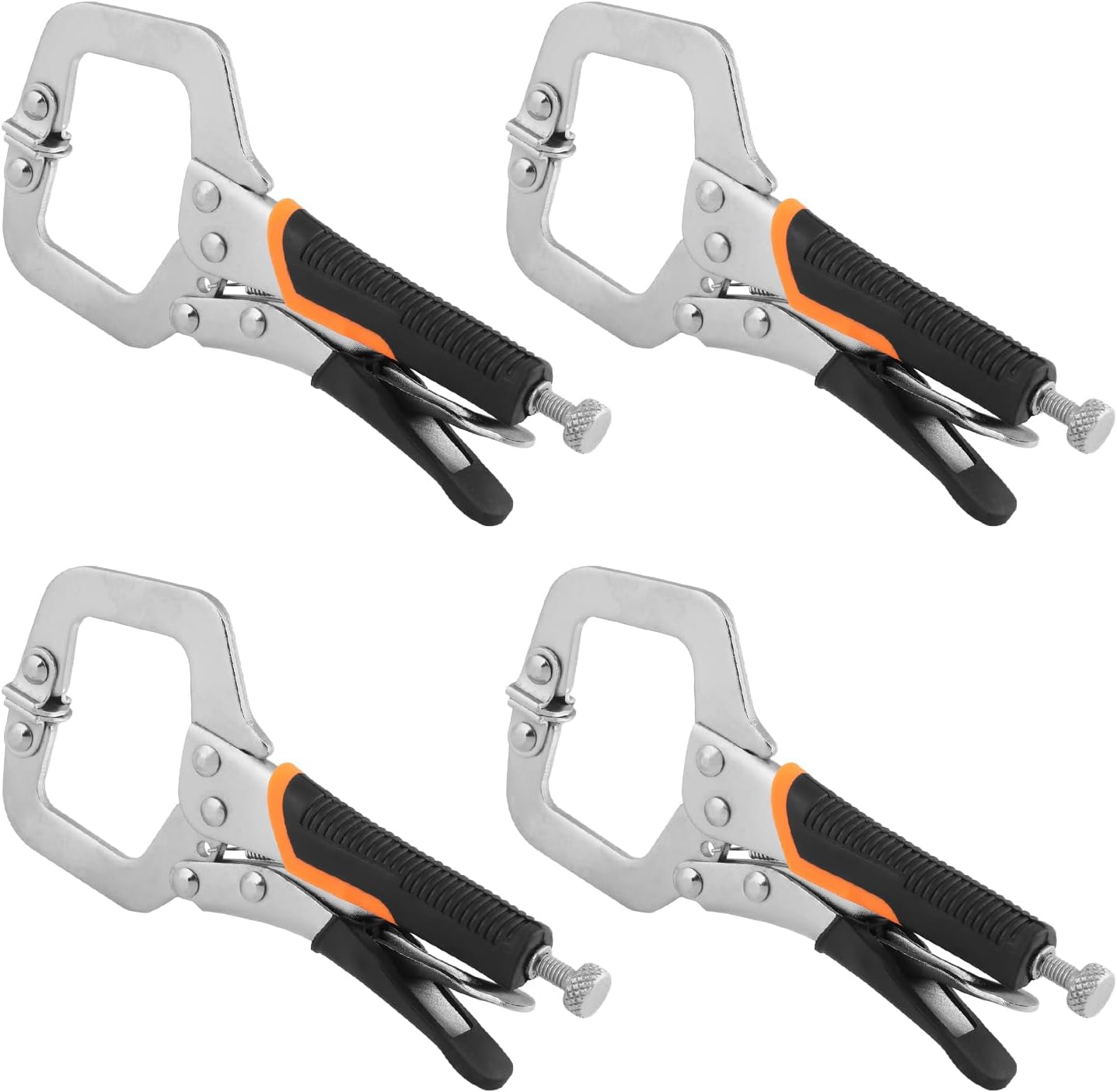 4 Pack 18 Inch C Clamp Locking Pliers,Locking C Clamp, Adjustable Nickel Plated C Pliers For Wood Working, Welding, Electrician Maintenance and more, by GENHAKON
