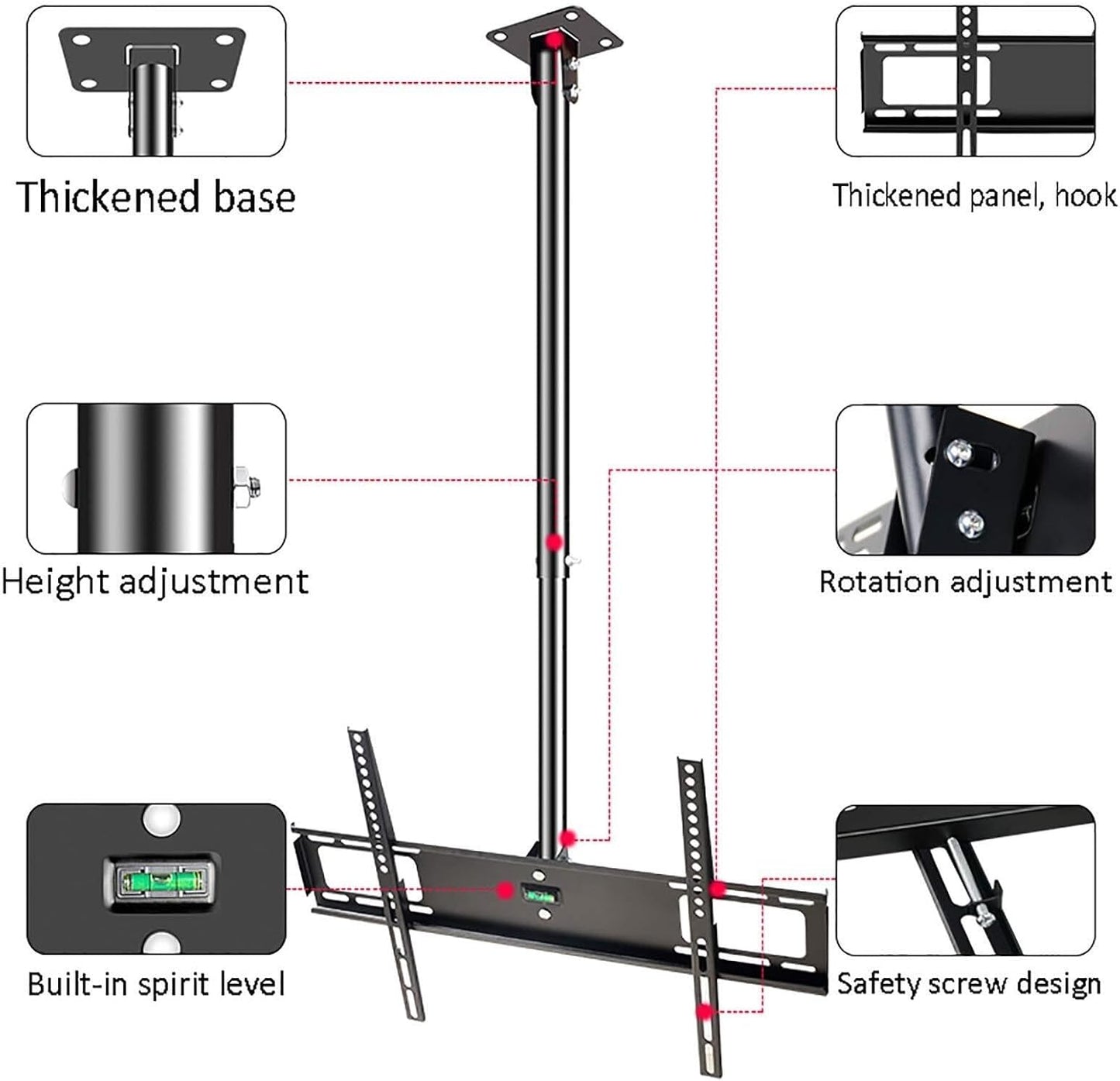Universal TV Ceiling Mount Bracket, Flip Down Adjustable TV Stand, Fits 26-50" Flat Panel, Tilt Swivel(3m)