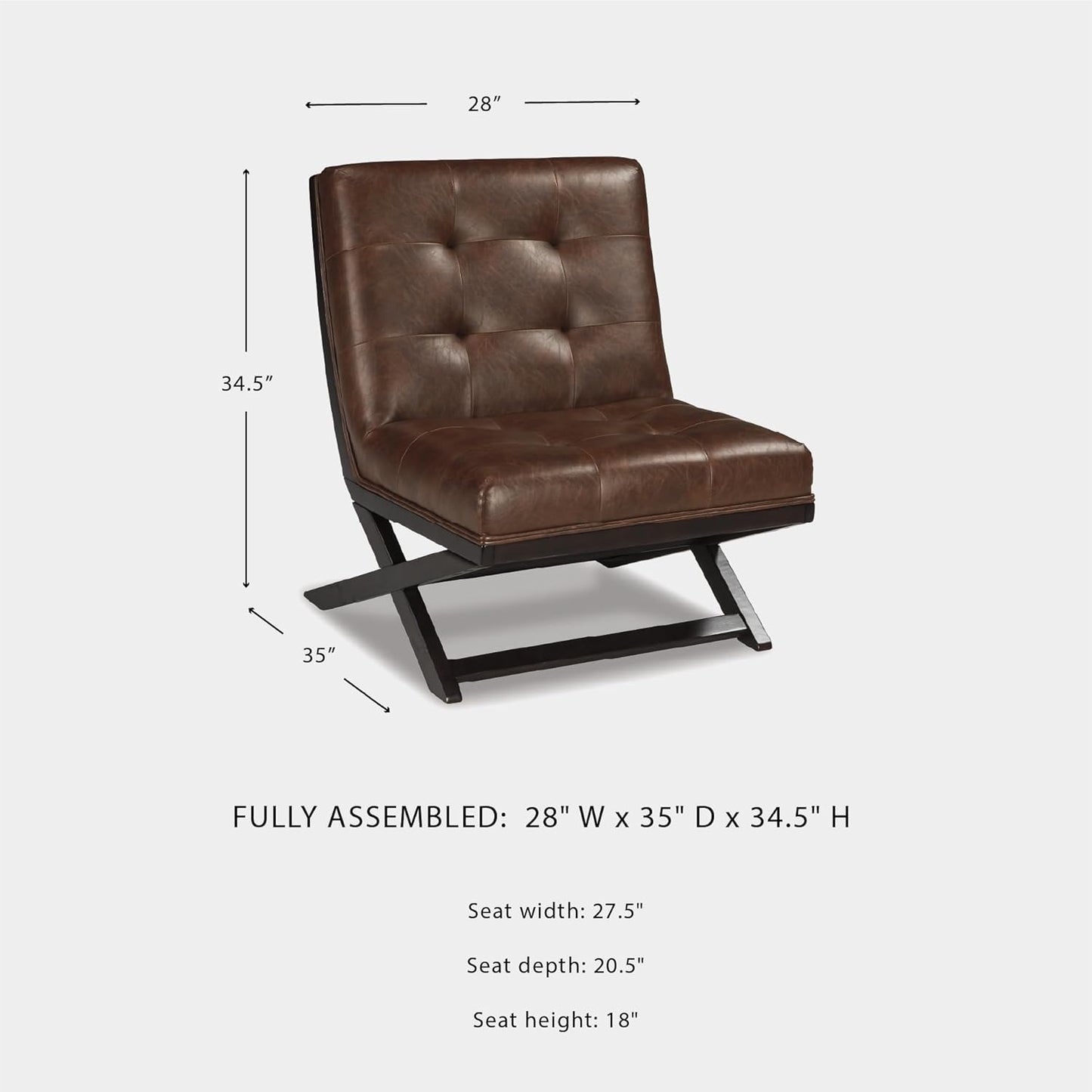 Signature Design by Ashley Sidewinder Mid-Century Modern Faux Leather Accent Chair, Brown