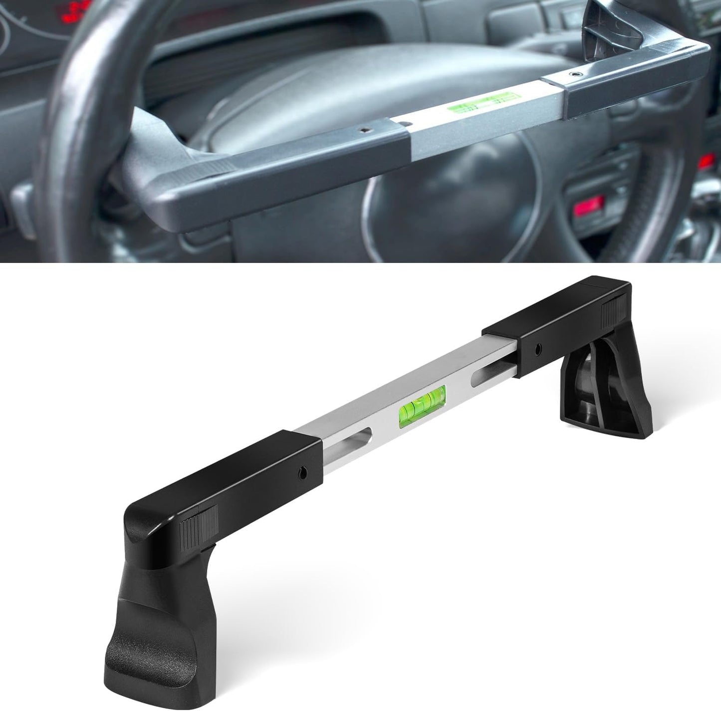 Steering Wheel Level Alignment Tool - Steering Wheel Level Bar Tool - Universal Use for Passenger Cars, Vans & Trucks with Steering Wheel Internal Diameter 270mm-340mm, Spring-Loaded
