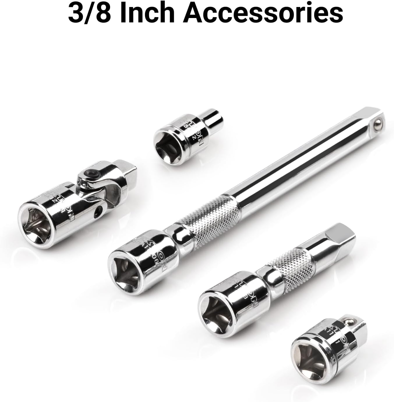 TEKTON 3/8 Inch Drive 6-Point Socket and Ratchet Set with Rails and Trays, 74-Piece (1/4-1 in., 6-24 mm) | SKT13301