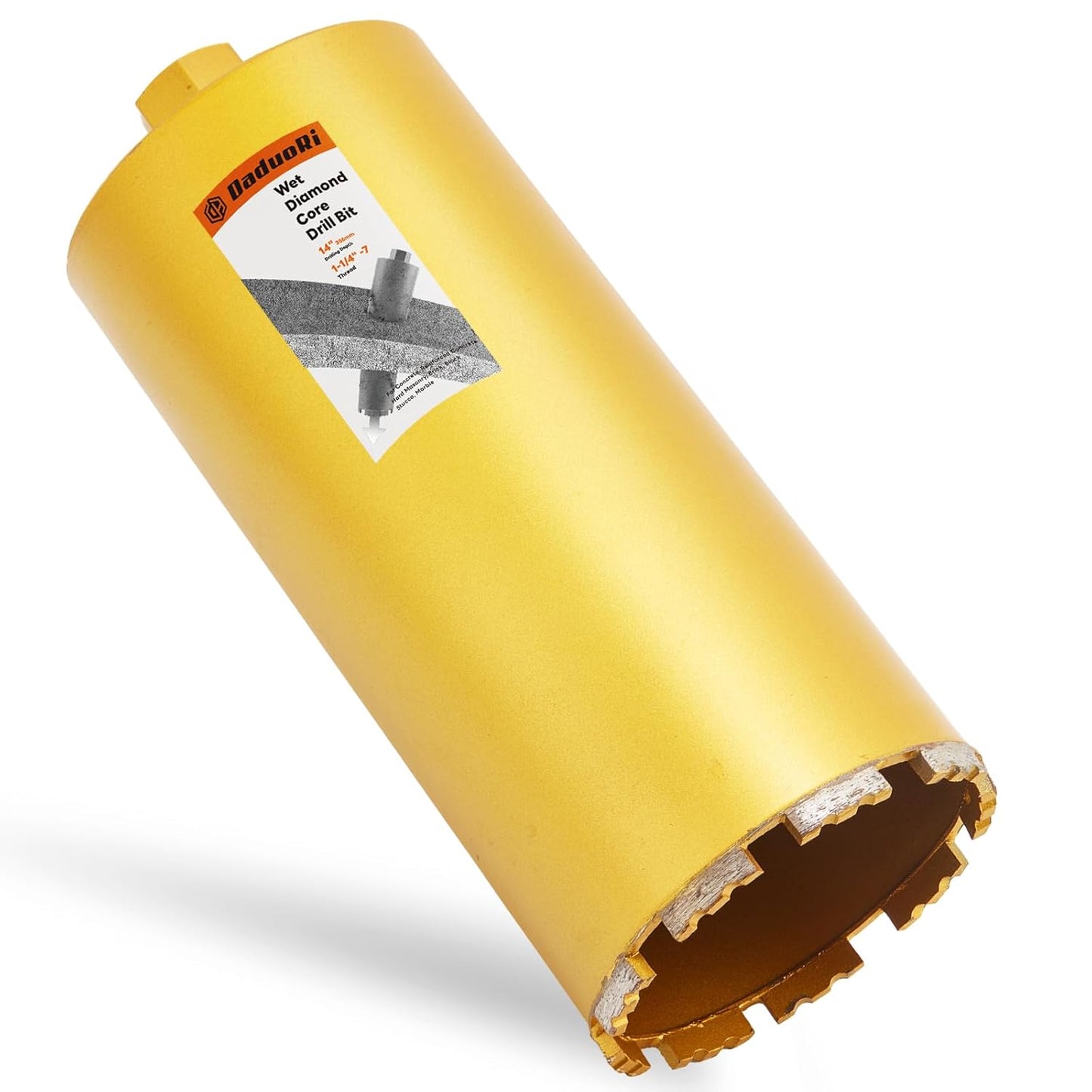 8 Inch Wet Core Drill Bit, 8" Core Bits for Concrete, 1-1/4"-7 Thread, 14" Drilling Depth Diamond Core Drill for Concrete with Rebar, Masonry, Brick Block,Cement, Stucco, Stone (203mm)
