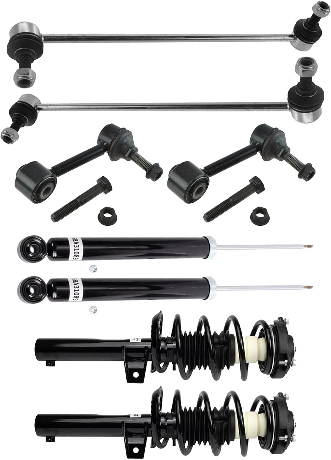 TRQ Front and Rear Suspension Kit Complete Strut & Coil Spring Assembly Shock Absorber Sway Bar Stabilizer Link Compatible with 06-13 BMW