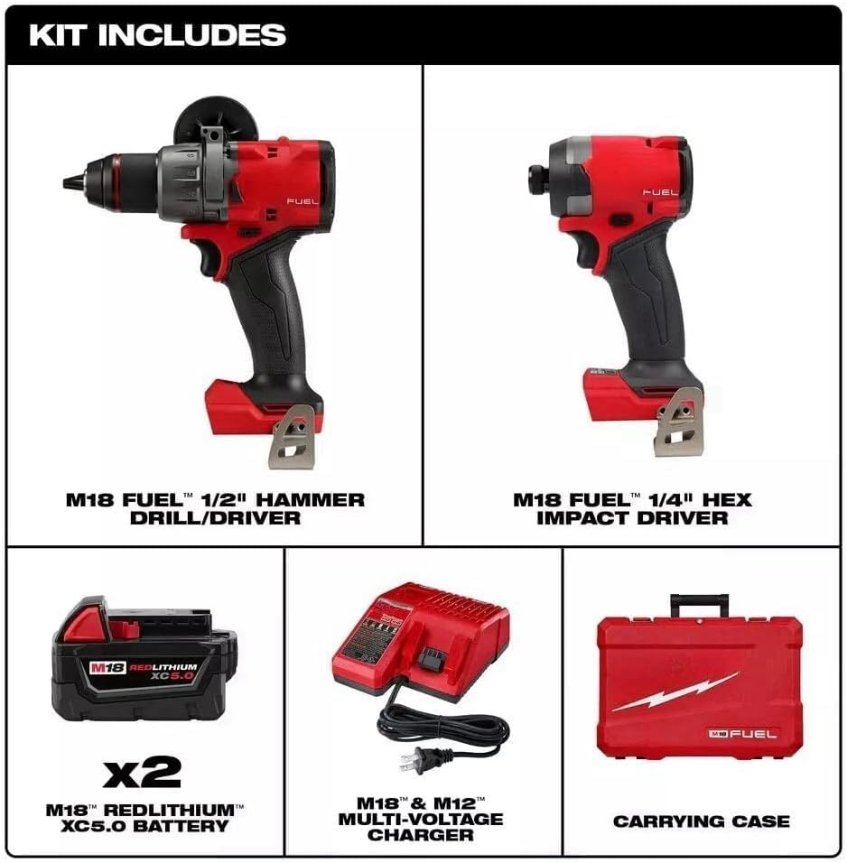 3697-22 M18 for FUEL 18V 2-Tool Combo Kit Hammer Drill & Impact Driver for Milwaukee Tool