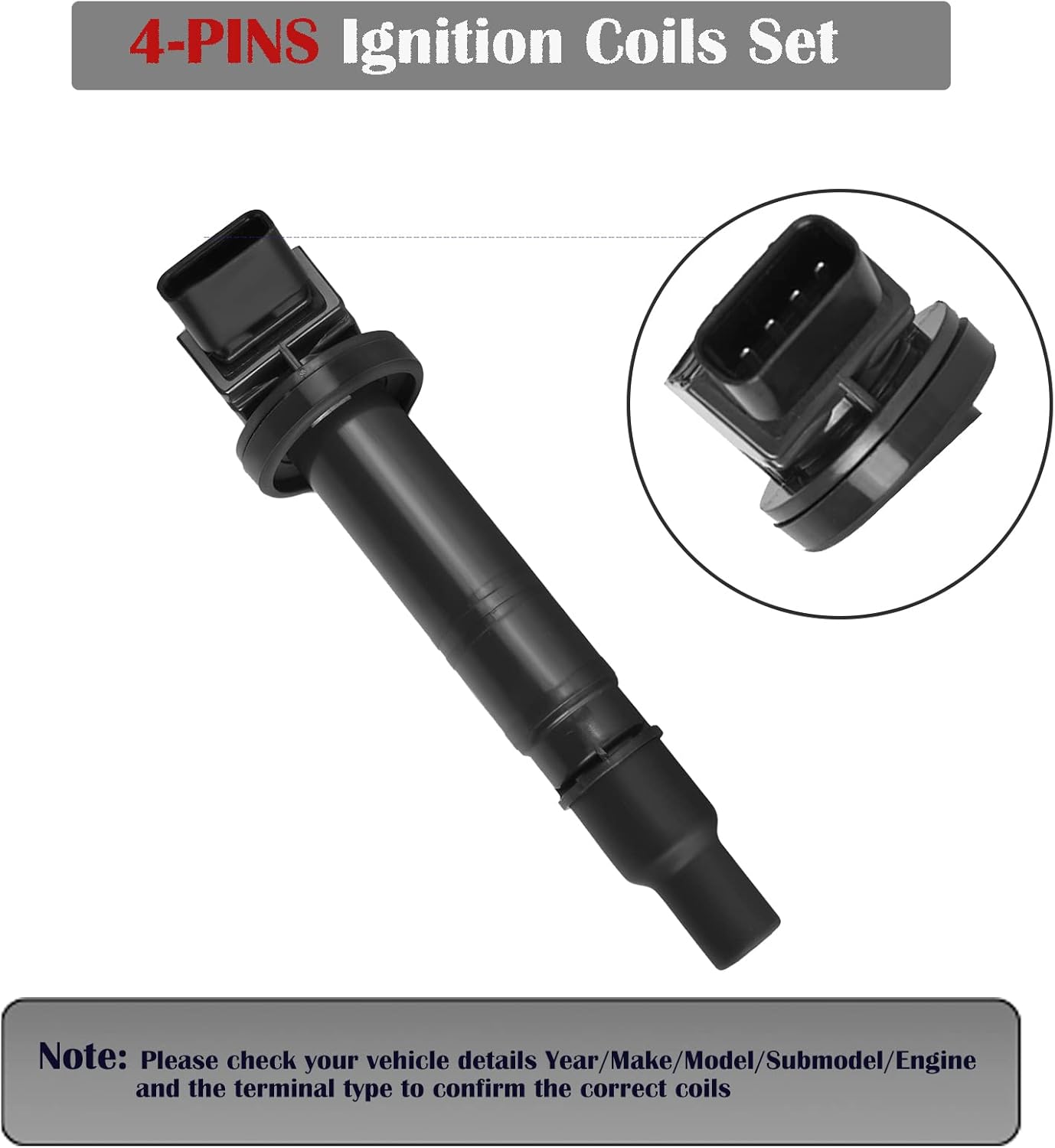 4PCS Ignition Coils for 2002 2003 2004 2005 2006 2007 2008 2009 2.4L Toyota Camry Matrix RAV4 Solara Highlander Scion TC xB Lexus HS250h 2.4 Coil Packs OE# UF333 C1330 90919-02244