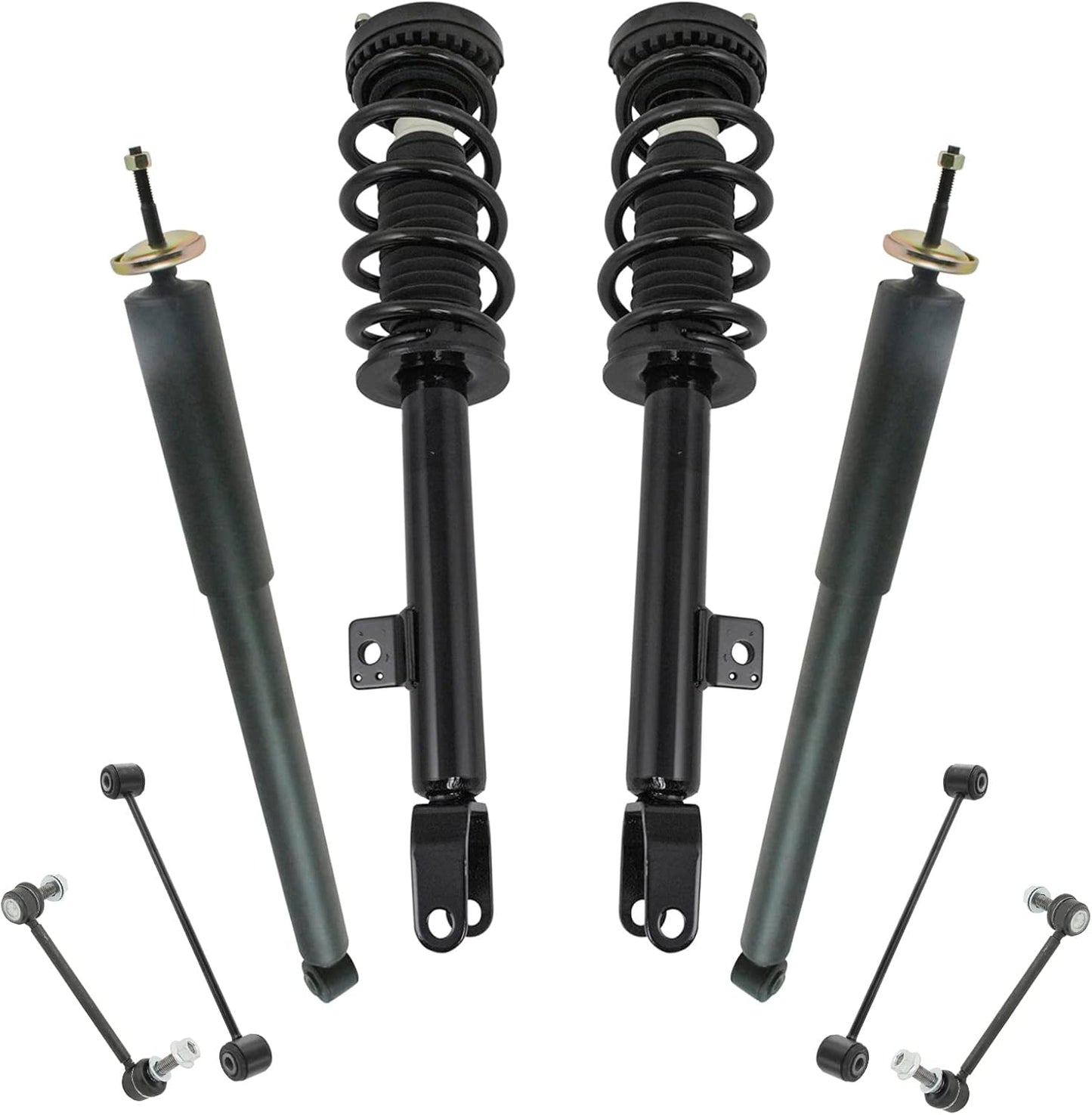 TRQ Front and Rear Suspension Kit Complete Strut & Coil Spring Assembly Shock Absorber Sway Bar Stabilizer Link Compatible with 06-13 BMW