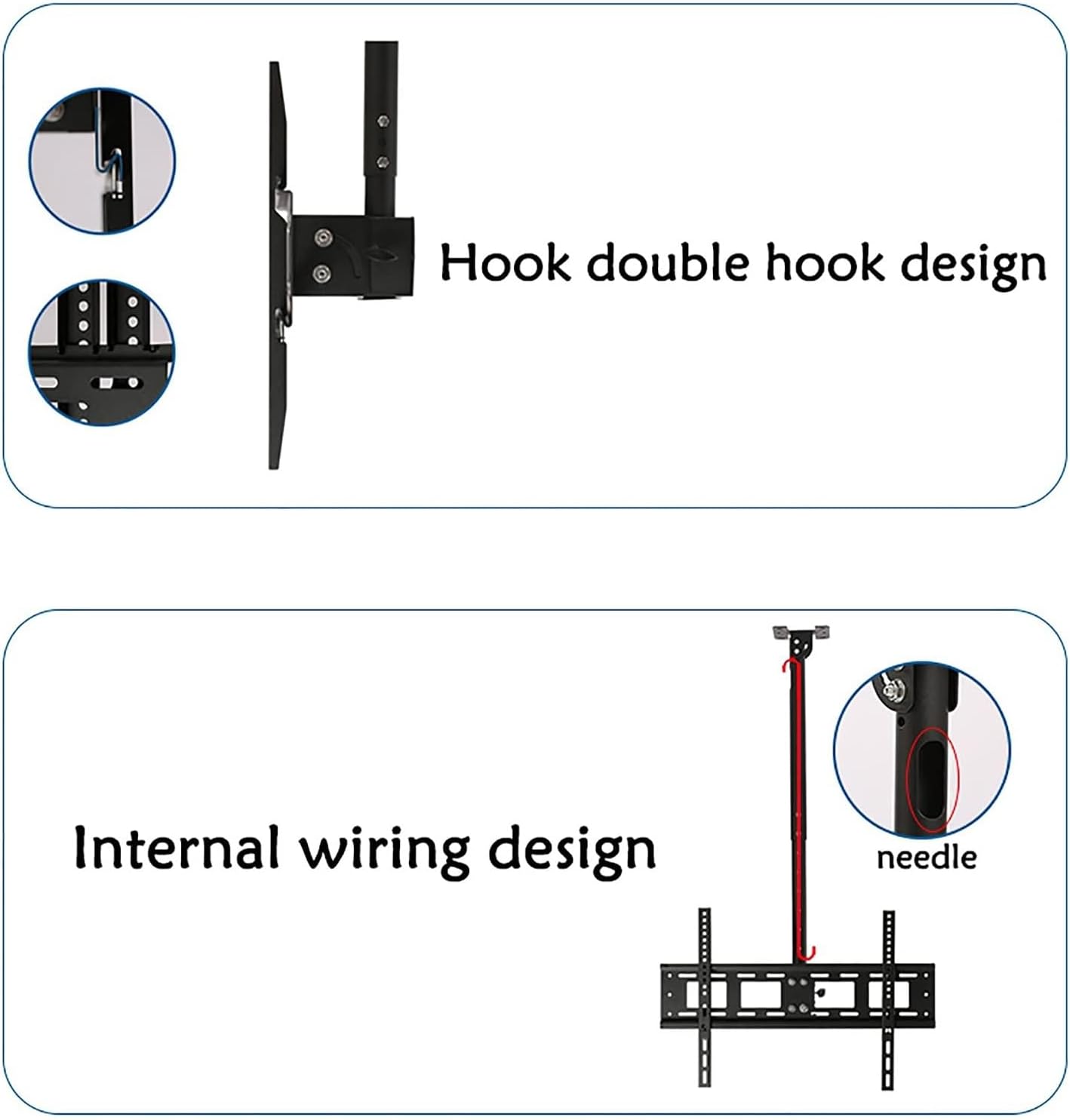 Adjustable Ceiling TV Mount Bracket - Tv Wall Mount Ceiling TV Mount Bracket, Fits 40-80inch LED Sn Display TV Stand, Can 90° Flip Down Full Motion 360 Deg Rotation Tilt TV M,0.652.05m