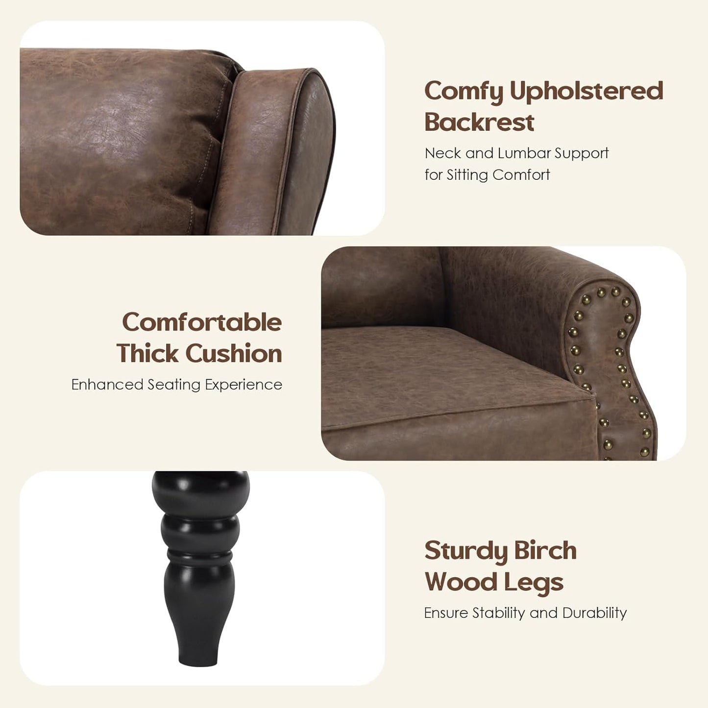STARY Faux Leather Pushback Recliner Chair for Living Room Bedroom RV