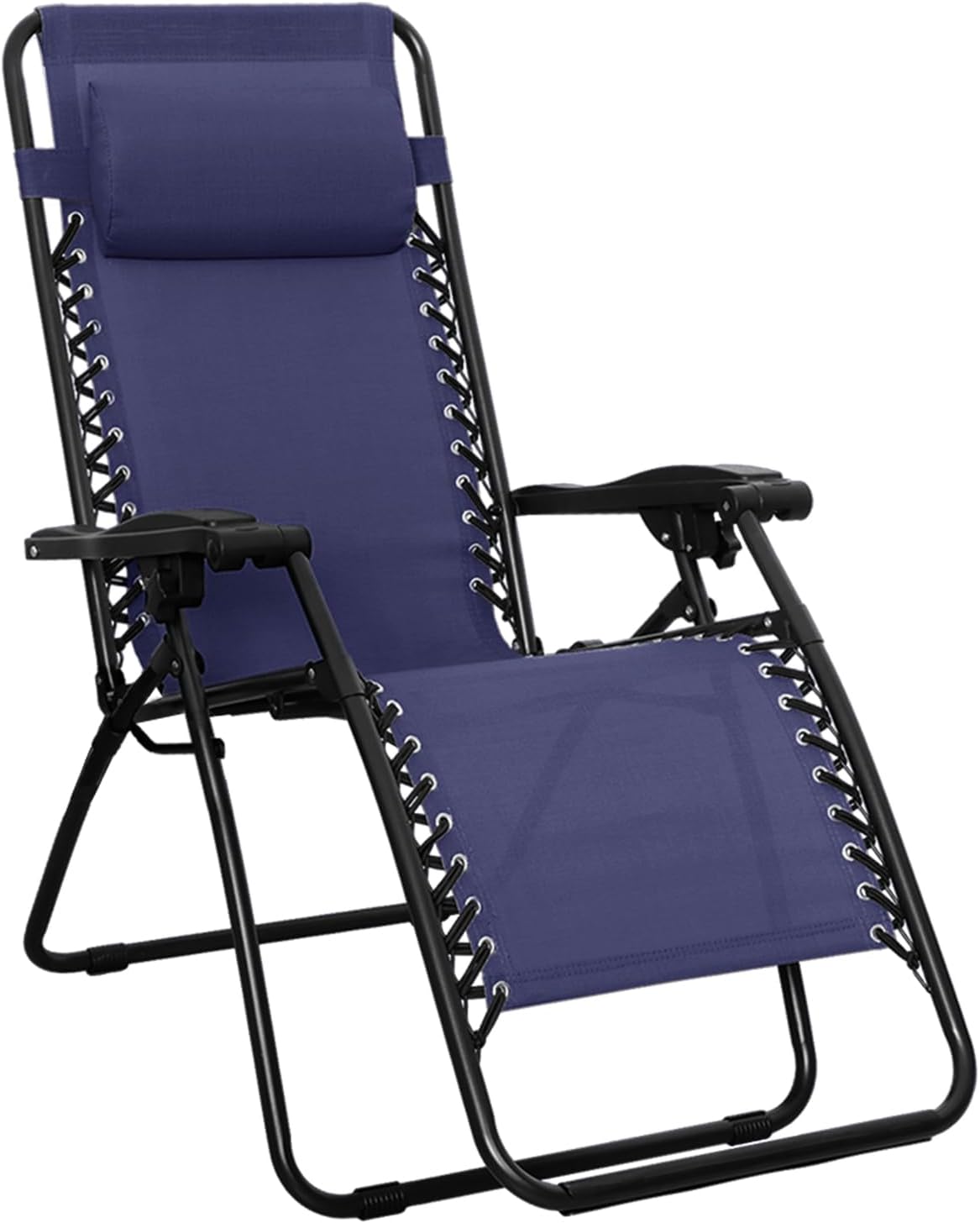 Amazon Basics Outdoor Patio Zero Gravity Lounge Chair with Pillow, Folding Reclining and Textilene Adjustable, Folding Lounge Lawn Chairs for Outside, 26", Black