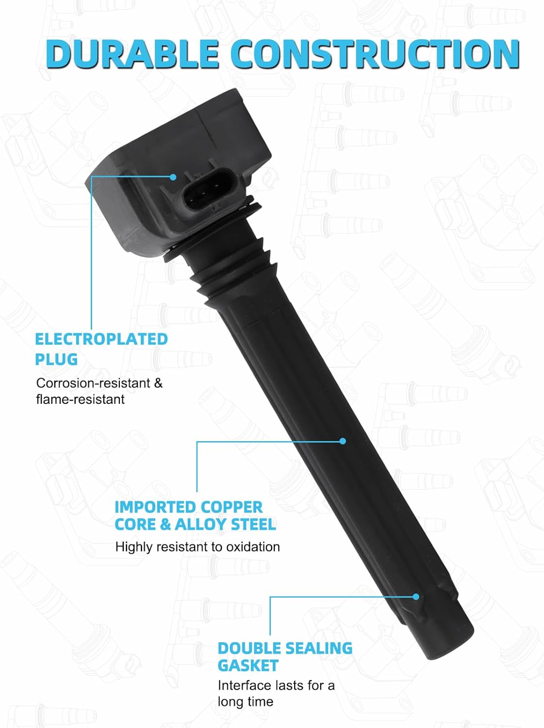 UF807 Ignition Coil 93175 Spark Plug For Chrysler Pacifica Voyager 2017-2021,For Dodge Durango 2016-2020,For Jeep Grand Cherokee Wrangler 2016-2020,For Ram 1500 2019-2020 Engine 3.6L,6 Pcs