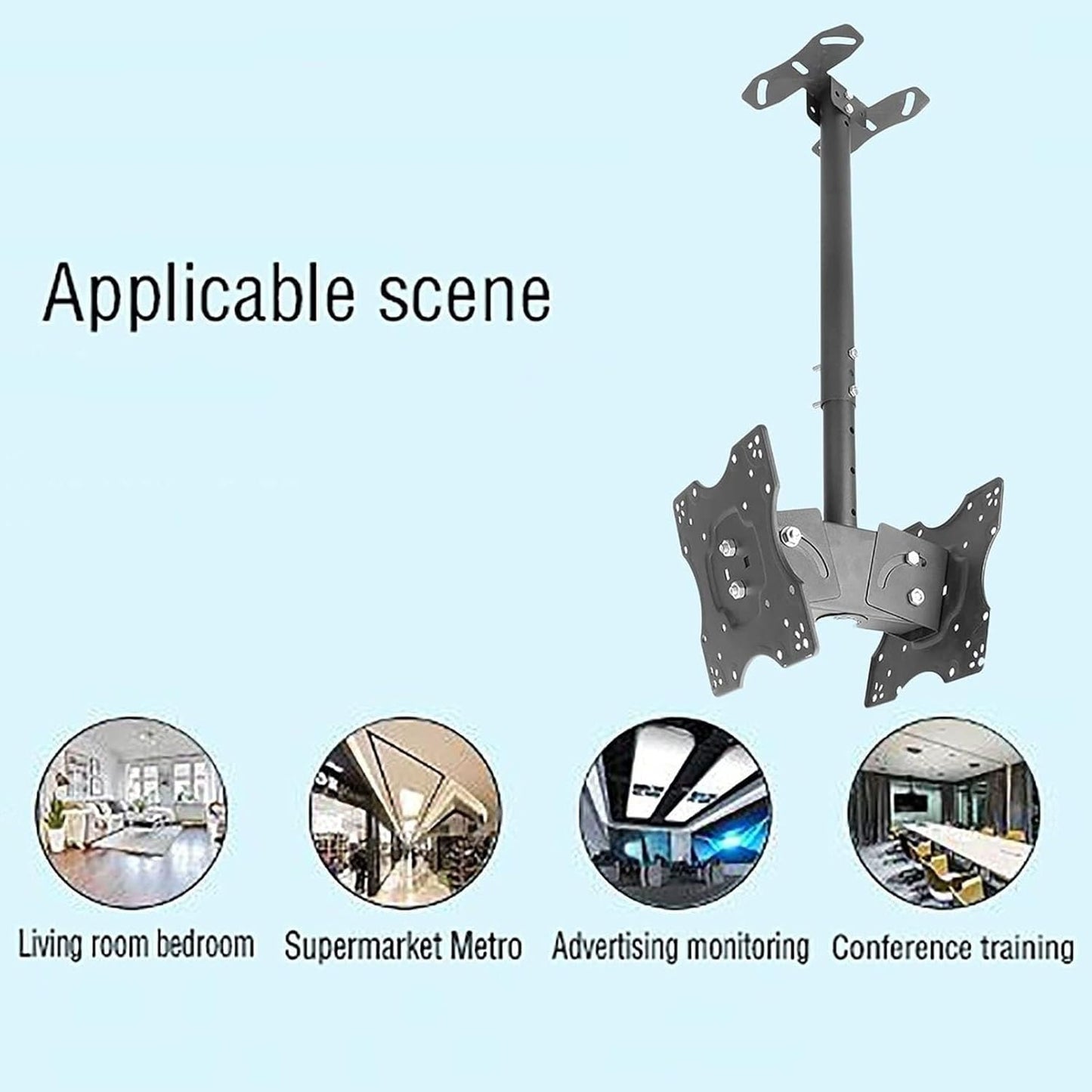 Adjustable 2 Sided Telescoping Ceiling TV Mount Bracket, Tilt and Rotatable TV Stand,for TVs 20-32 Inches, Max Weight 60lbs Per Screen(3m)