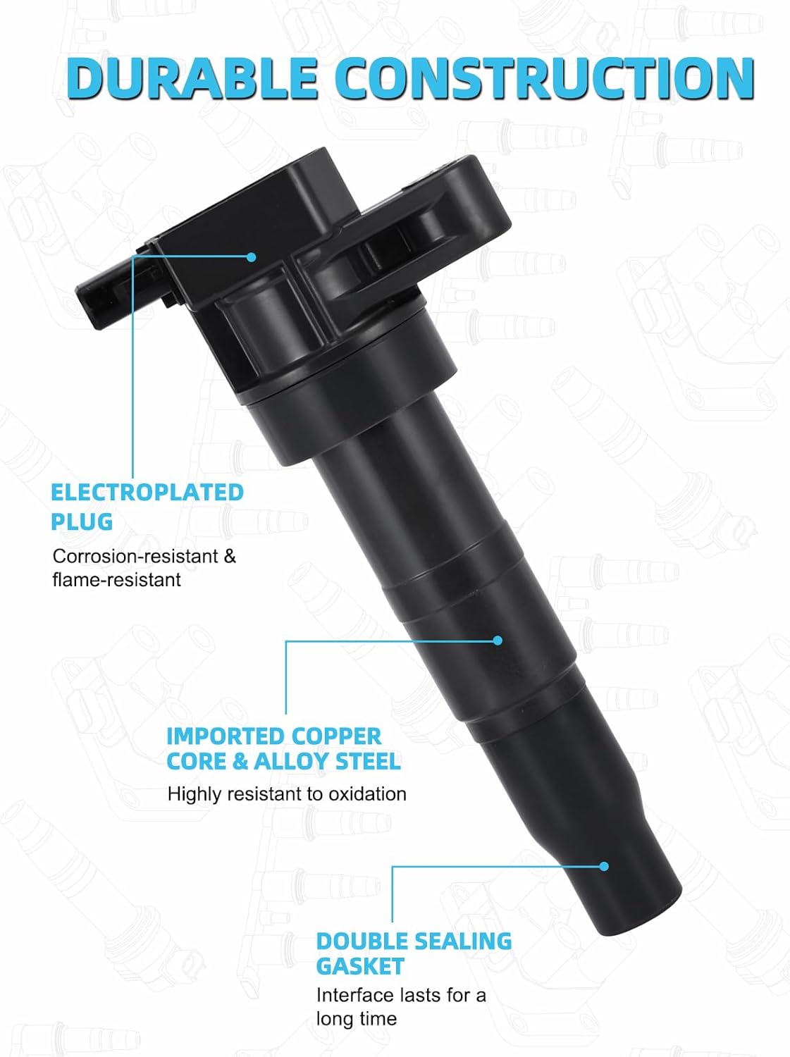 Set of 6 UF546 Ignition Coil Pack & Iridium Spark Plugs (3.3L 3.5L 3.8L) For Hyundai Azera Santa Fe Genesis, For Kia Sedona Sorento Cadenza K900 Replaces# 5C1587 7090 27301-3C000