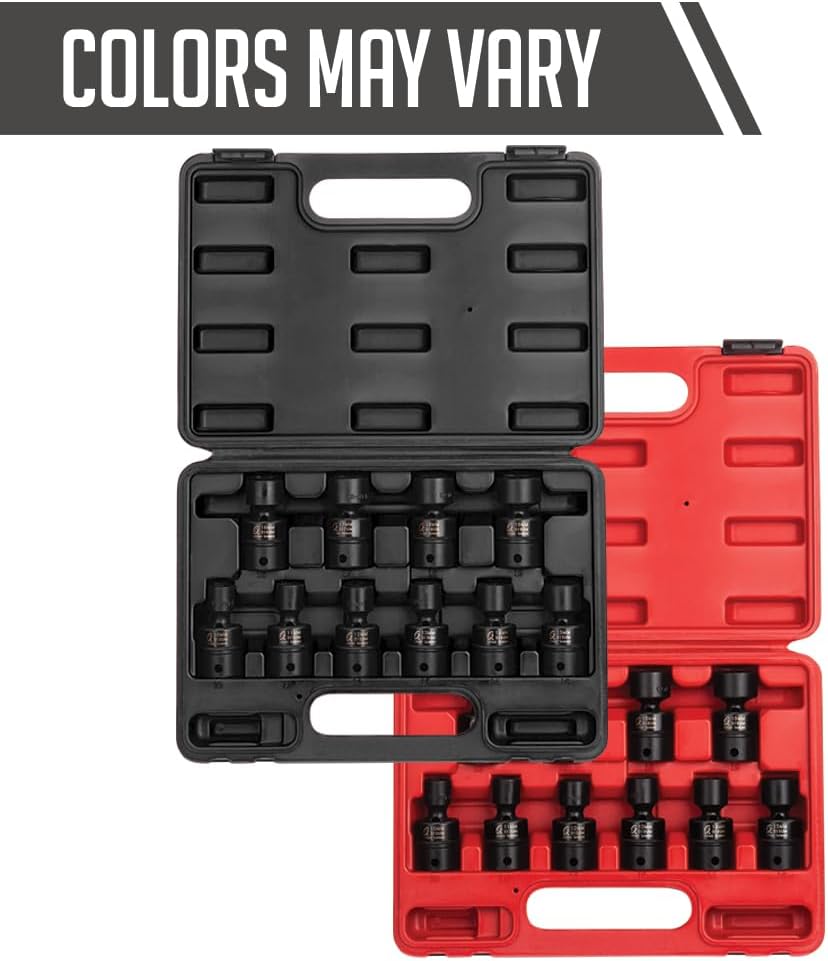 SUNEX TOOLS 3657, 3/8 Inch Drive Universal Impact Socket Set, 10-Piece, Metric, 10mm - 19mm, Cr-Mo Alloy Steel, Radius Corner Design, Dual Size Markings, Heavy Duty Storage Case, Meets ANSI Standards