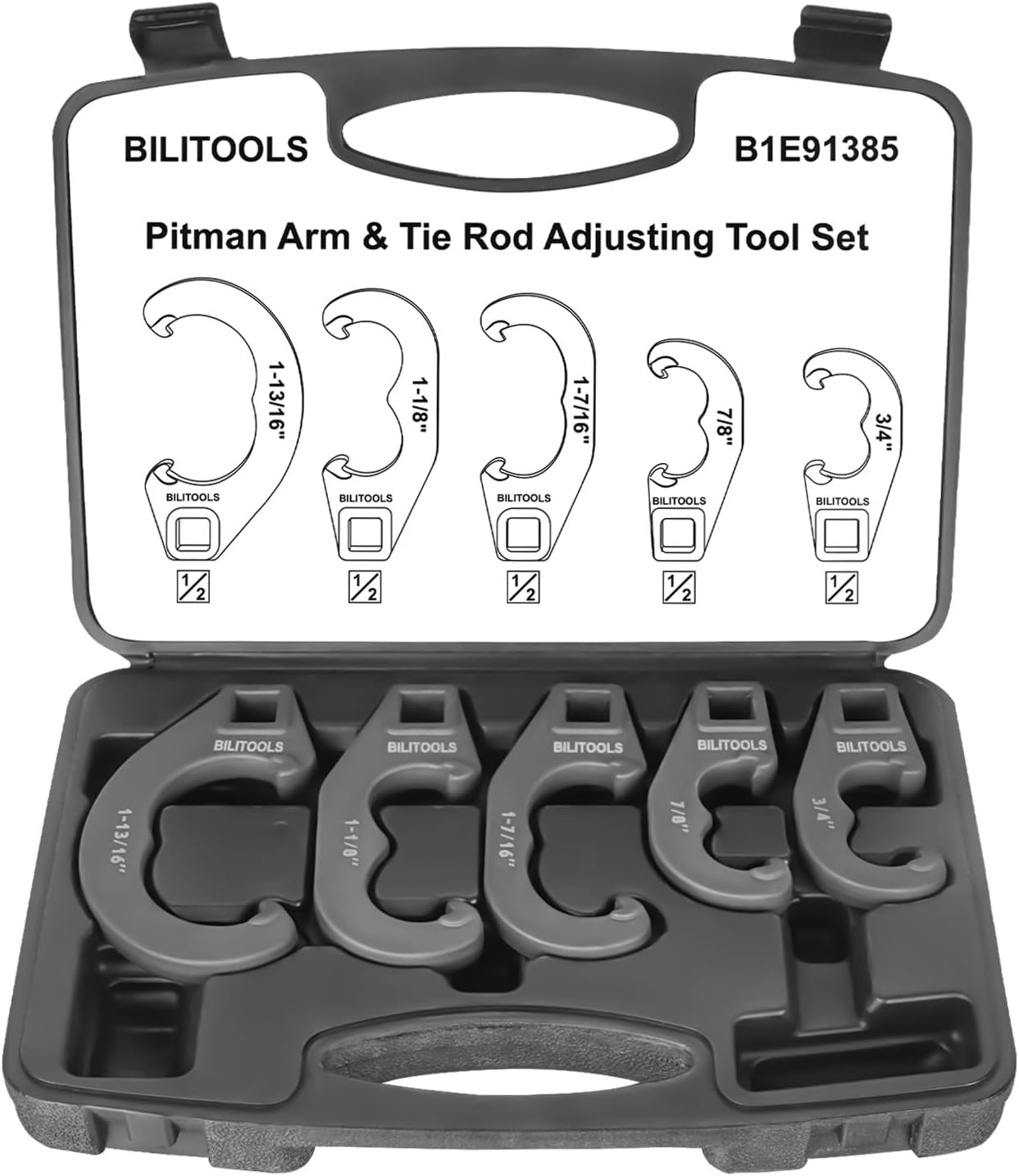 BILITOOLS 5 Piece Tie Rod Adjusting Tool Set, Pitman Arm and Tie Rod End Adjusting Sleeves Adjustment Tool Kit Compatible with Chevy Ford Chrysler ect. Older Domestic Vehicles Trucks SUVs