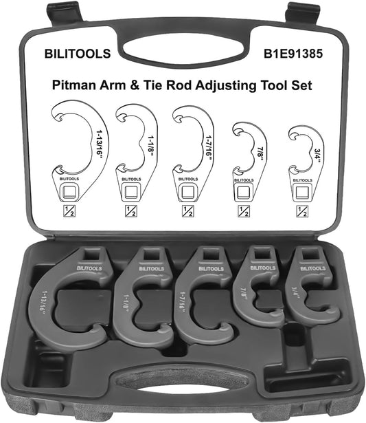 BILITOOLS 5 Piece Tie Rod Adjusting Tool Set, Pitman Arm and Tie Rod End Adjusting Sleeves Adjustment Tool Kit Compatible with Chevy Ford Chrysler ect. Older Domestic Vehicles Trucks SUVs