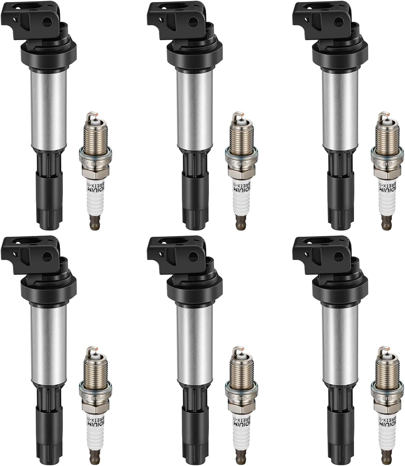 BDFHYK Ignition Coil Pack and Double Iridium Platinum Spark Plugs Compatible with BMW 328i xDrive 528i X3 525i 530i 325i 325xi 330i 330xi X3 Z4 X5 3.0L 2.5L L6 0221504470 12120032137 UF592, Sets of 6