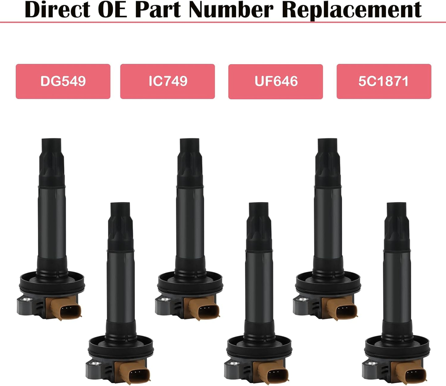 6PCS Ignition Coil Pack for EcoBoost 3.5 2011 2012 2013 2014 2015 2016 Ford F150 F-150 Expedition Explorer Flex Taurus Transit Lincoln MKS MKT Turbo 3.5L V6 Replaces# UF646 DG549