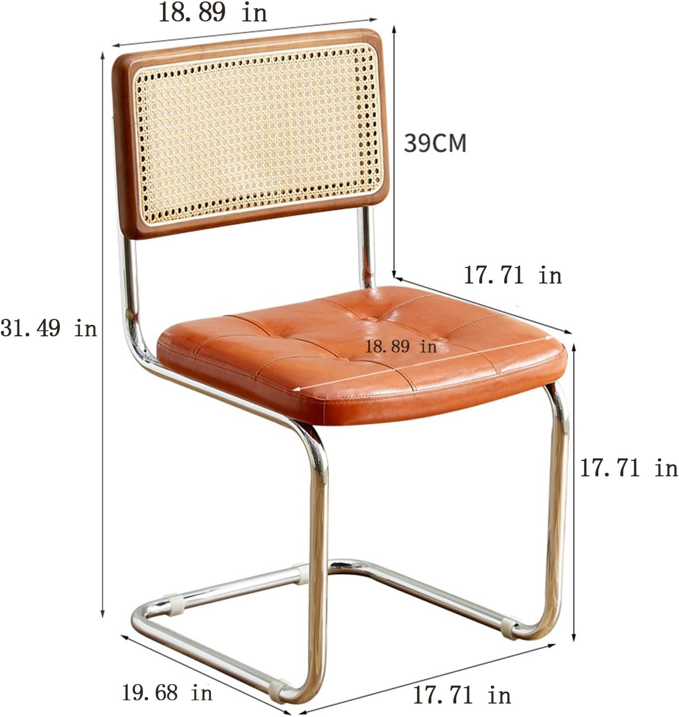XCHEN Kitchen Table Chairs,Armchair,Living Room Chairs,Small Rattan Cushion Chair for Home use, Cafe, Hotel, homestay, Leisure, Antique Chair(BBlack)