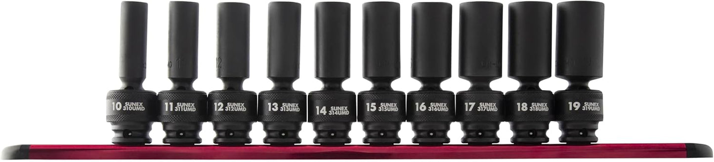 SUNEX TOOLS 3660 3/8-Inch Drive Deep Metric Universal Socket Impact Set, 10-Piece