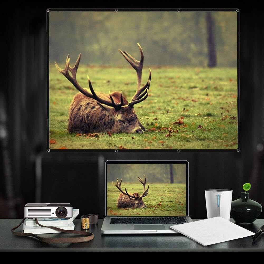 120 Inch 4:3 Foldable Projector Screen White Portable Home Theater Wall Mounted for 3D LED LCD DLP Projectors