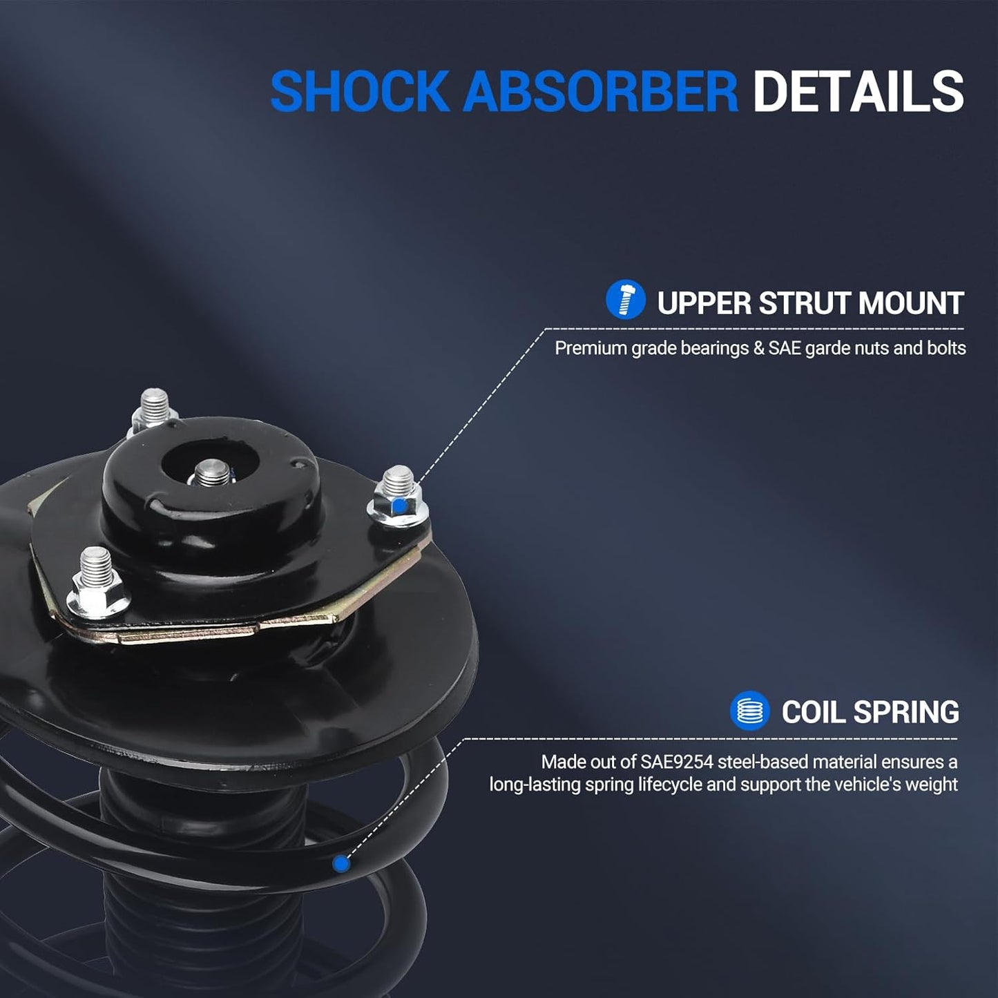 Autoround 271427 271426 Front Left and Right Complete Strut Shock Absorber Compatible with Nissan Altima 2002 2003 2004 2005 2006 2.5L Models Only, Driver and Passenger Side