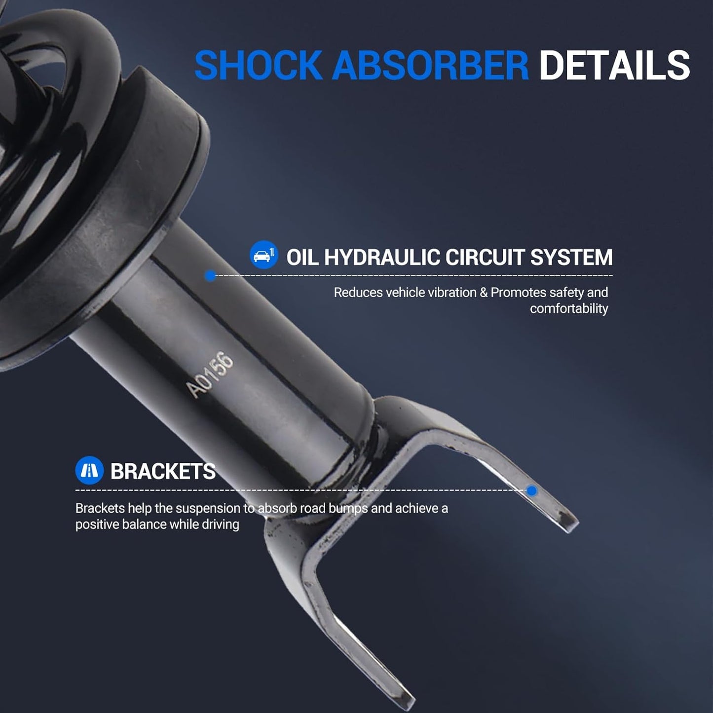 Autoround Pair 172292 Front Complete Shock Absorber Compatible with Ram 1500 2011-2018, Dodge Ram 1500 2009-2010, Ram 1500 Classic 2019-2023, Left & Right Struts with Coil Spring Assembly