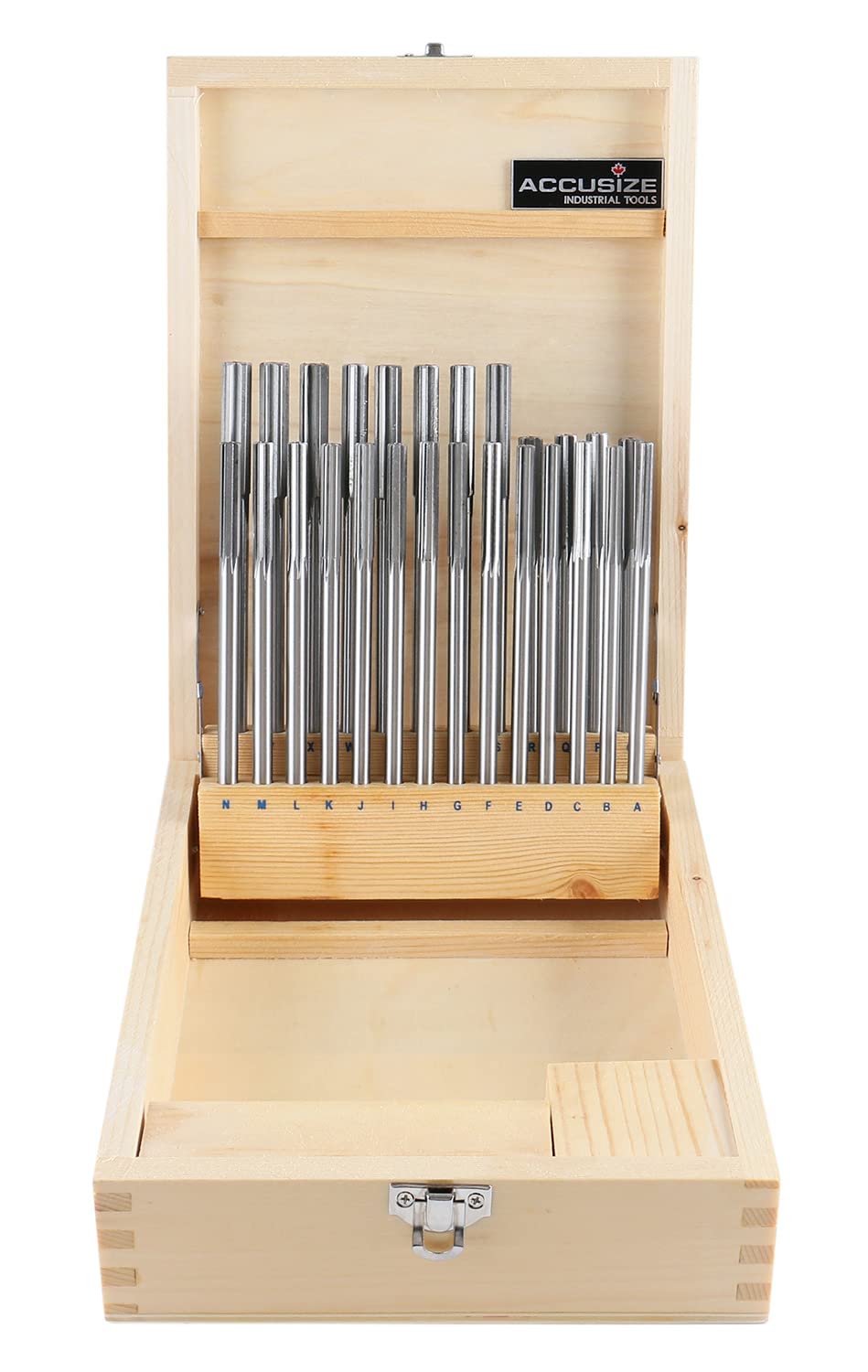Accusize Industrial Tools 29 Pc 1/16'' to 1/2'' by 1/64'' H.S.S. Chucking Reamer Set, Straight Flute, Right Hand Cut, 5500-SF00