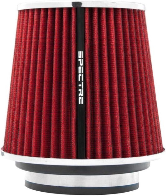 Spectre Performance Universal Clamp-On Air Filter: Washable Filter: Round Tapered; 3 in/3.5 in/4 in Flange ID; 5.5 in (140 mm) Height; 6 in (152 mm) Base; 4.75 in (121 mm) Top, SPE-8132