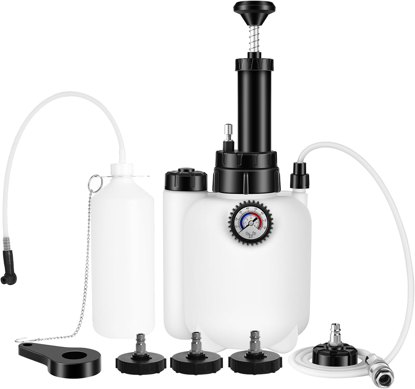 3L Brake Bleed Kit Manual Brake Bleed Fluid Pump One Person Brake Bleed Vacuum Pump Kit with 1L Brake Fluid Bleed Bottle and 4 Master Cylinder Adapters