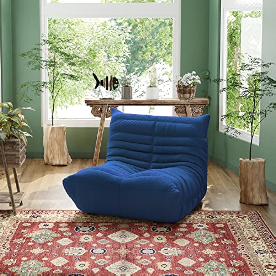 TIFLON Fireside Chair,Lazy Floor Sofa Couches,Teddy Velvet Lounge Chair, Accent Couch,Corner Chair Sofa for Living Room Bedroom Salon Office (Blue, 1Seat)