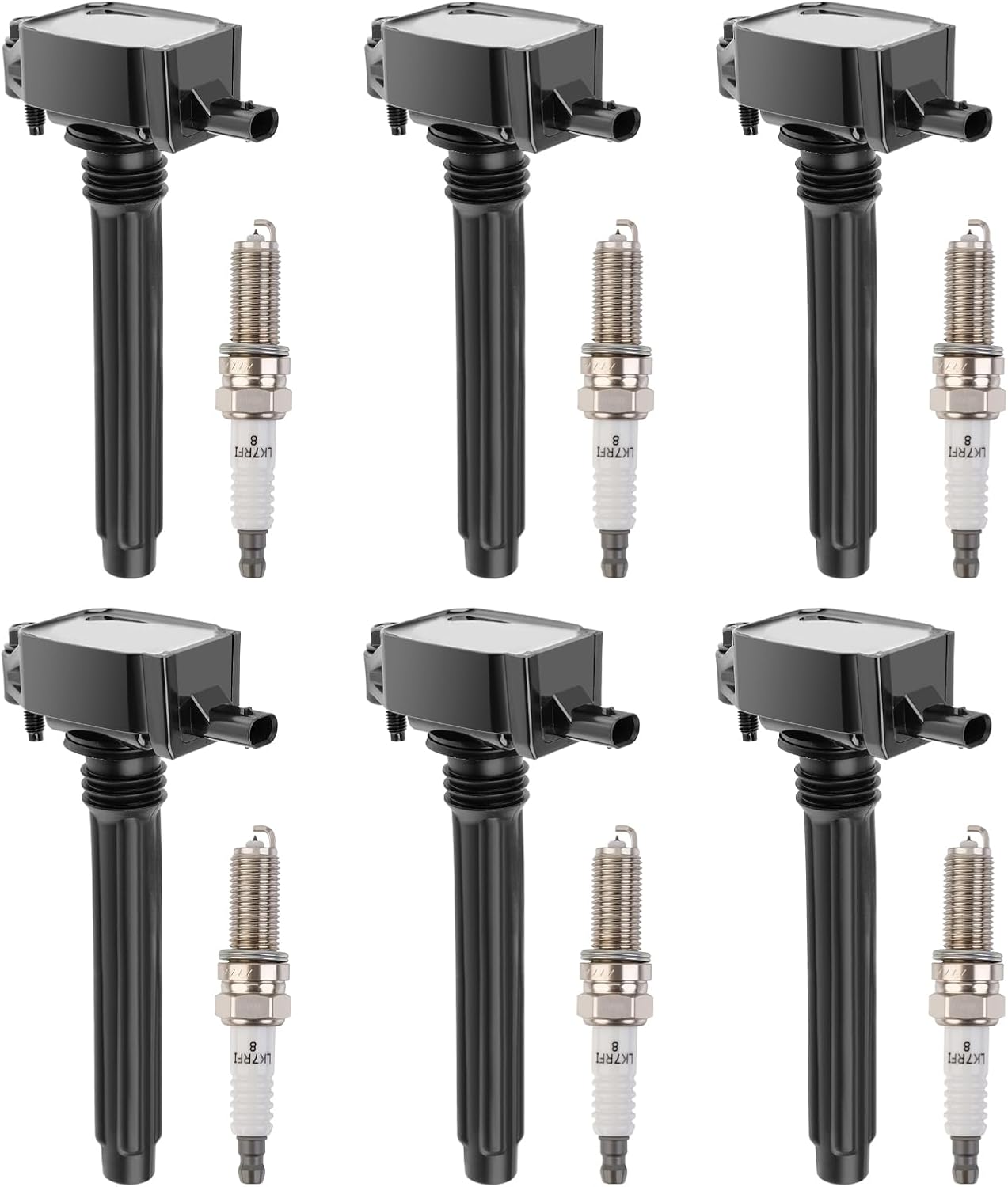 Set of 6 Ignition Coils Pack UF569 and Iridium Spark Plug 90117 compatible with GMC Acadia Canyon Terrain Chevy Caprice Colorado Equinox Malibu Cadillac ATS CTS Buick Pontiac Saturn Suzuki