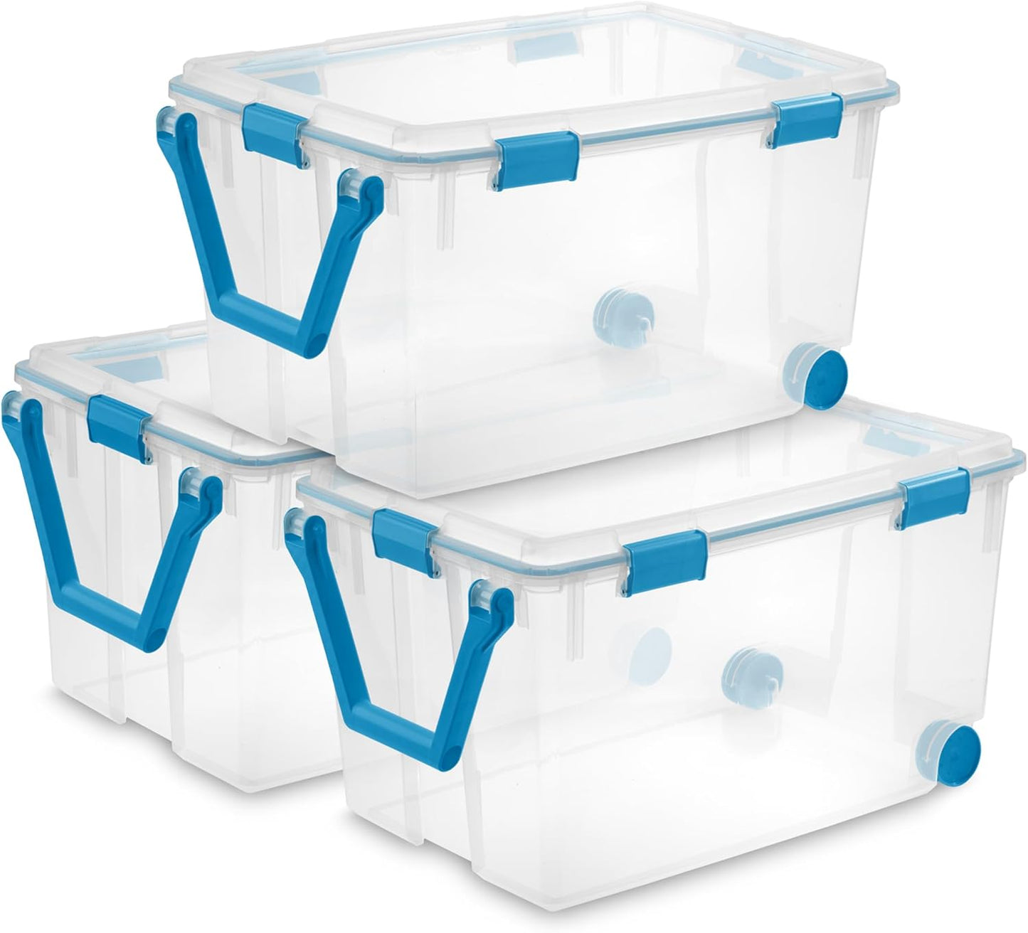 Sterilite 12-Pack Gasket Box, Weather-Resistant Storage Bins with Latching Lids, 54 Quart - Heavy-Duty Organizing Containers for Closet, Bathroom, and Office