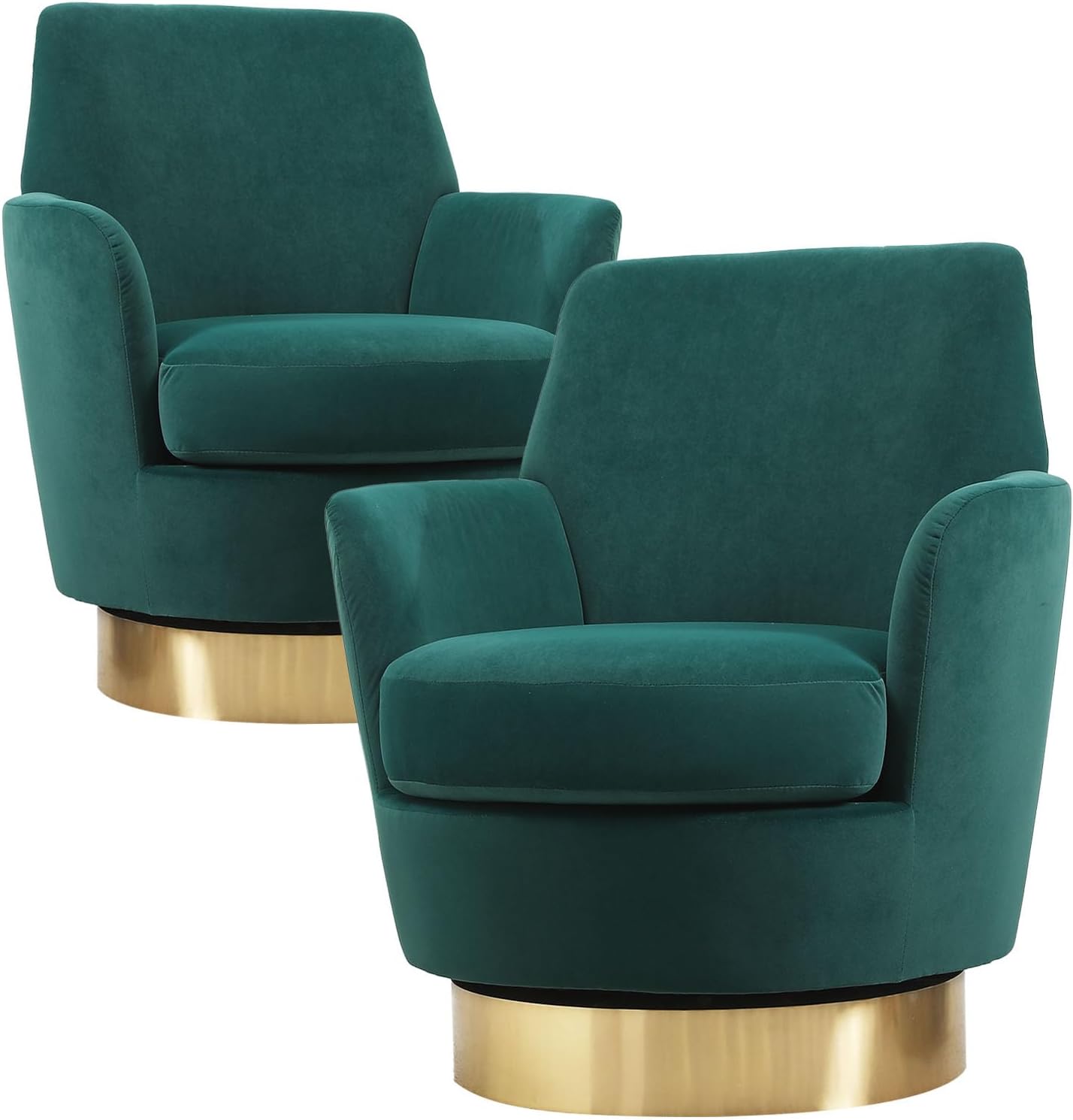 360° Swivel Barrel Chair Set of 2, 28.3" W Comfy Velvet Swivel Accent Chairs, Modern Round Single Accent Chair with Gold Metal Base for Living Room, Bedroom, Office (Beige*2)