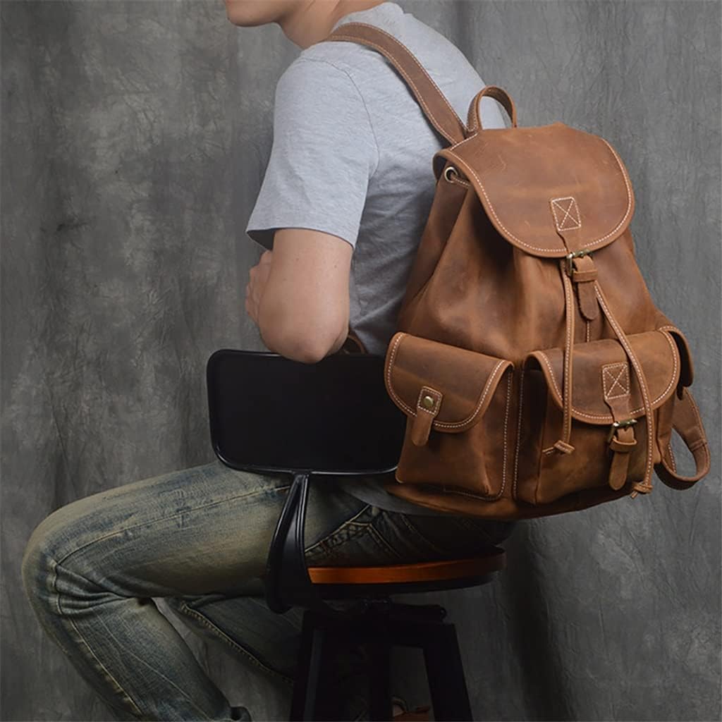 Vintage Backpack For Men Genuine Leather Bags Laptop Backpack Bag