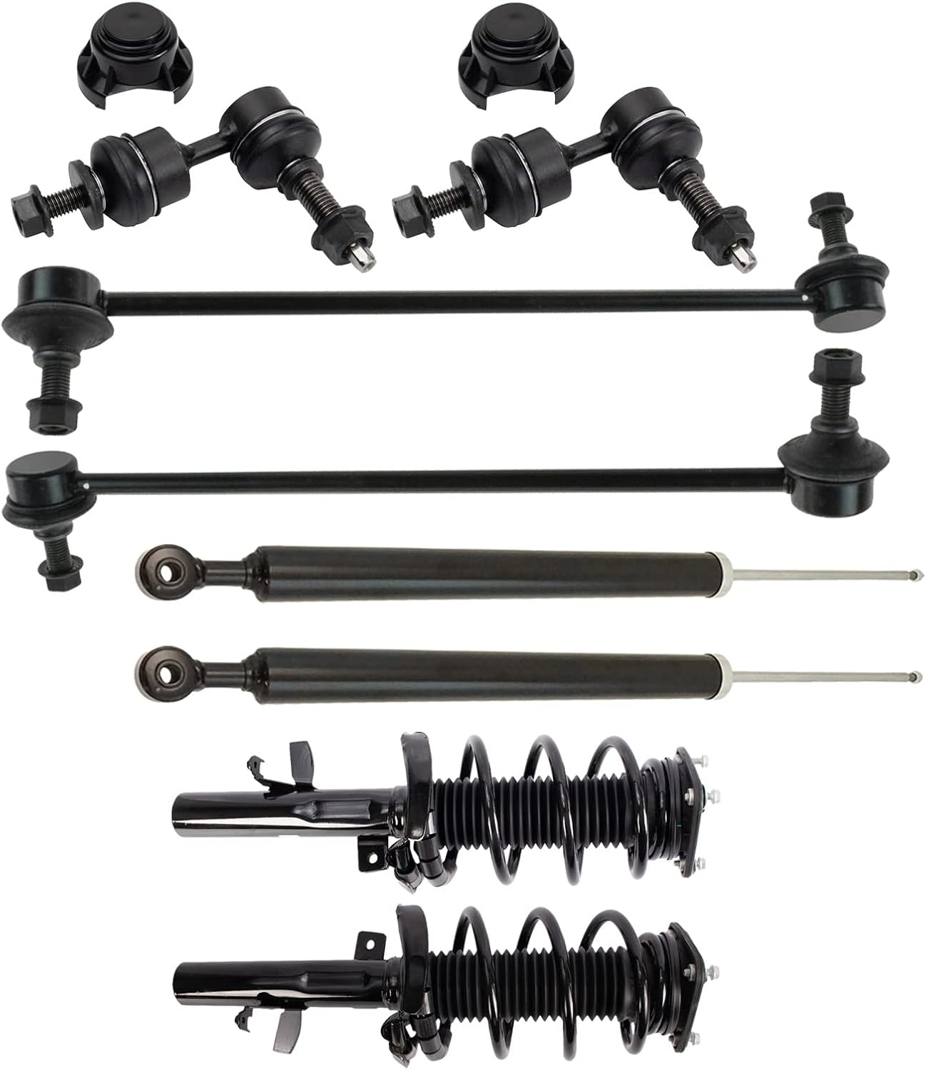 TRQ Front and Rear Suspension Kit Complete Strut & Coil Spring Assembly Shock Absorber Sway Bar Stabilizer Link Compatible with 06-13 BMW
