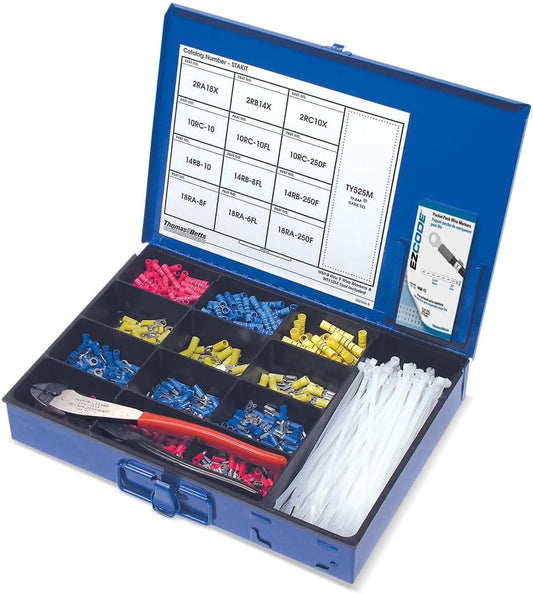Sta-Kon STAKIT 1102PC Terminal Kit, Includes 12 Assorted Terminals, WT112M Crimping Tool, Ty-Rap Cable Ties, and Wire Marker Book, for Residential or Light Commericial Installation
