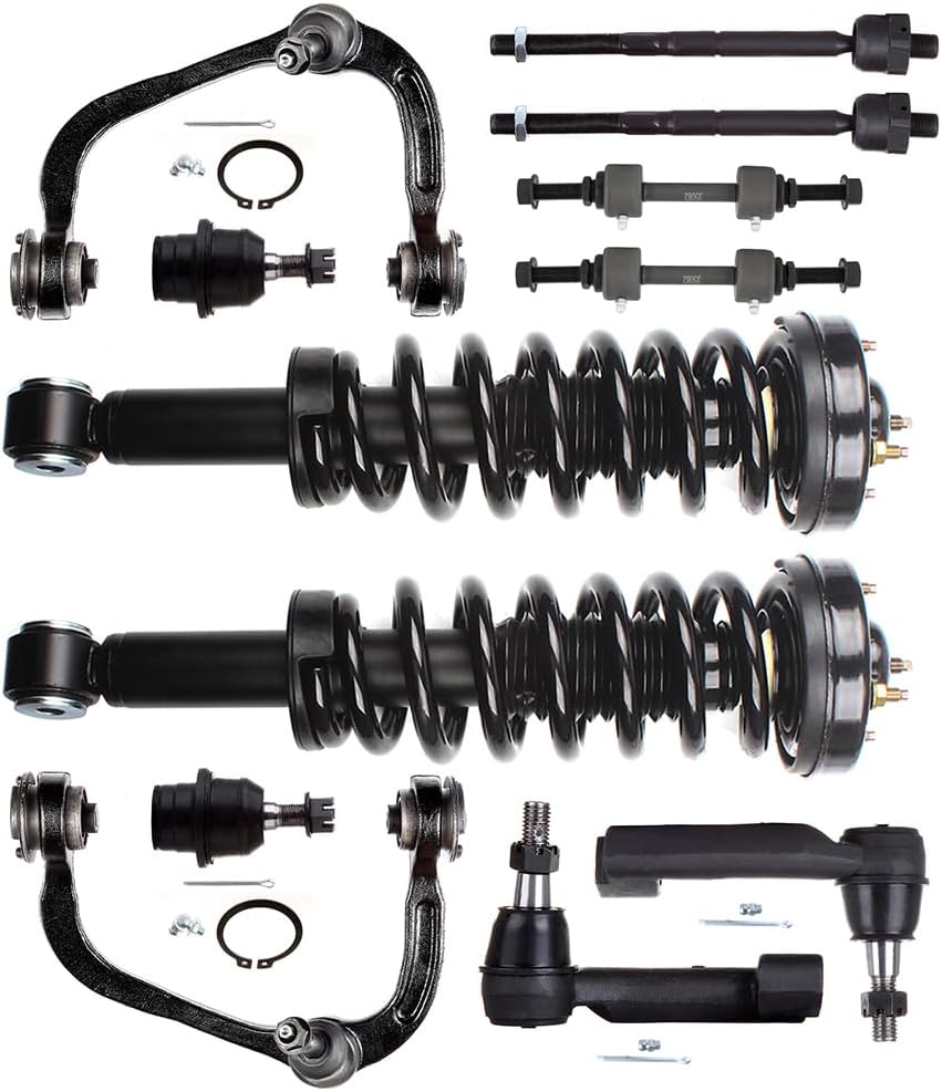 Struts Shock suspension kit for 2009 2010 2011 2012 2013 for ford for F-150 Front Complete Struts Assembly Control Arm and Ball Joint Assembly Ball Joint Stabilizer Bar Link Kit Tie Rod 12 Pcs