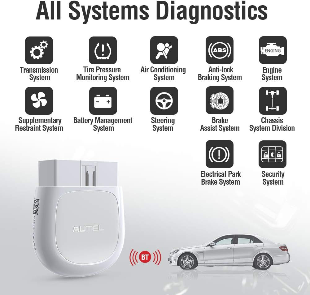 Autel AP200(HT200) Bluetooth OBD2 Scanner, Code Reader with Full Systems Diagnoses and 19 Service Functions, Mini Size Version of MK808 Diagnostic, Vehicle Scan Tool for iPhone & Android Devices