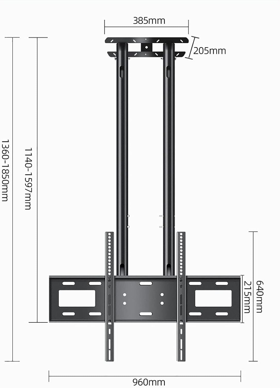Adjustable Ceiling TV Mount Bracket,2 Post Single Sn TV Mount,Tilt TV Mount for 55-120 Inch TVs,Ceiling Mount, Max 900x600mm