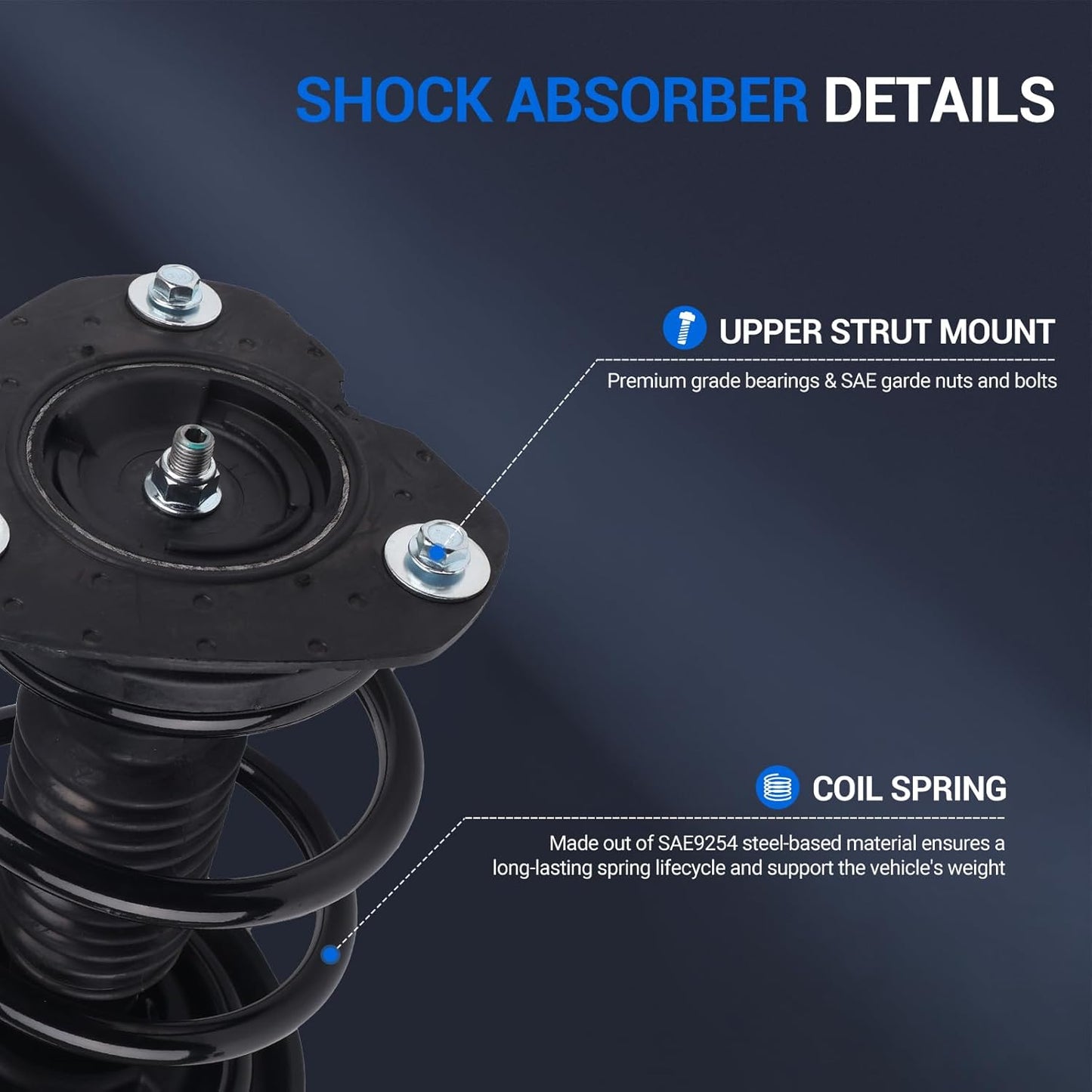 Autoround 172605 172604 Front Complete Strut Shock Absorber w/Coil Spring Assembly Compatible with Nissan Maxima 2009 2010 2011 2012