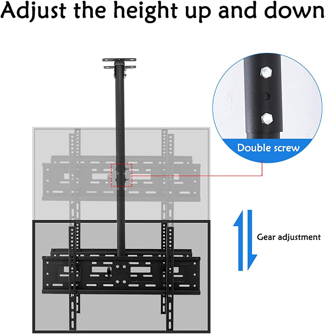 Universal TV Stand tv Wall Mount Dual TV Ceiling Mount, Fits 32-55inch LED Sn Display, Tilt, Swivel and Height Adjustable TV Bracket, Easy to Assemble (Size : 0.5-1m)