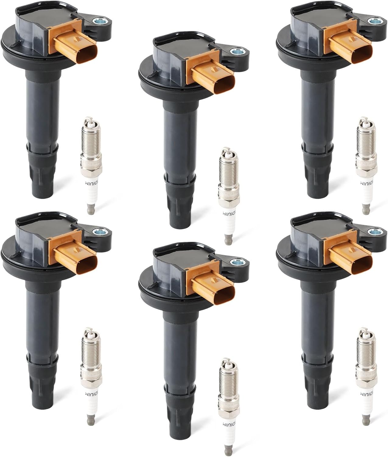 4PCS UF529 Ignition Coils & Iridium Spark Plugs Compatible with 2014-2016 Au-Di Q7 S6 Go-lf Je-tta CC Volk-swagen Allroad & Quattro Eos Replace OE 06E905115E 06H905115B