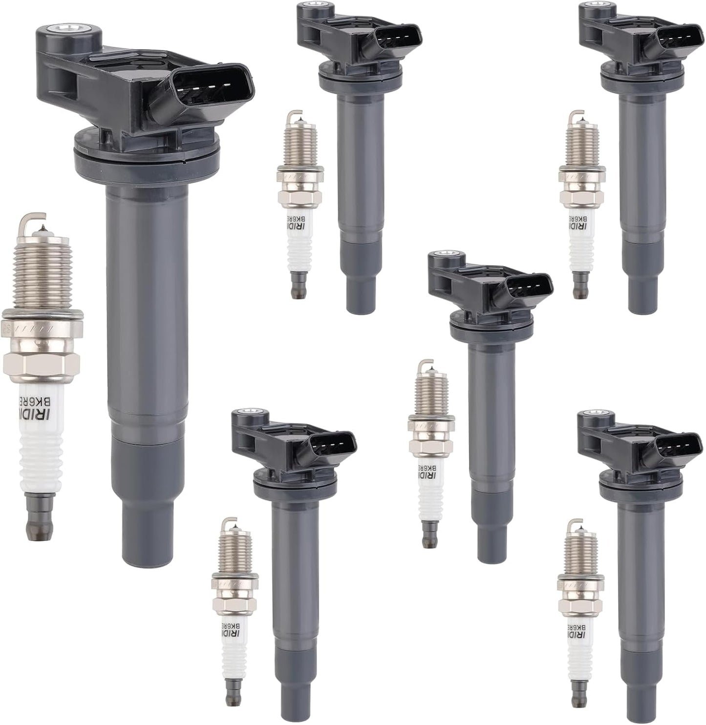 Set of 6 Ignition Coils Pack UF569 and Iridium Spark Plug 90117 compatible with GMC Acadia Canyon Terrain Chevy Caprice Colorado Equinox Malibu Cadillac ATS CTS Buick Pontiac Saturn Suzuki