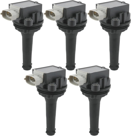 Set of 5 Ignition Coil Pack Compatible with Volvo C30 C70 S40 S60 V50 V70 XC70 L5 2.4L 2.5T Replace# UF517, 5C1778, E1017, 52-2133, IC597, 30713417, C1721