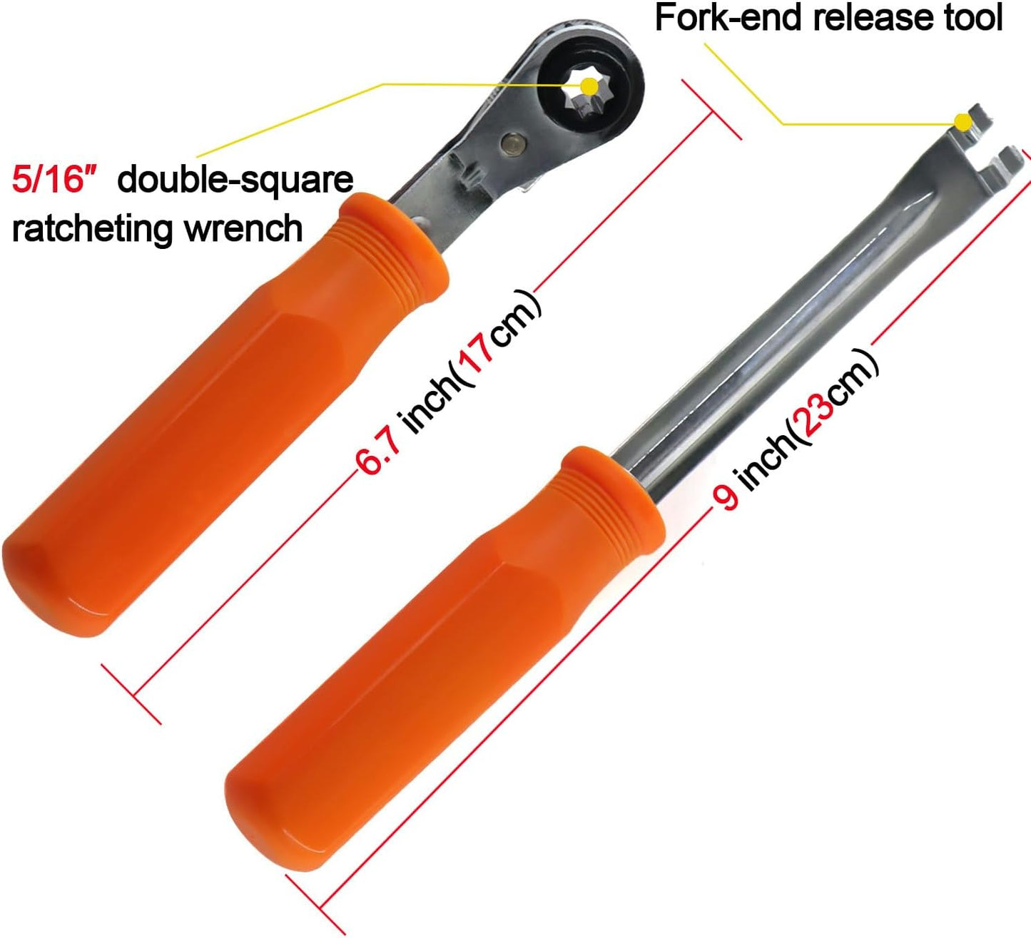 Automatic Slack Adjuster Release Tool and Wrench Fork End Release Tool and Double Square Ratcheting Wrench 5/16" 7/16" 9/16"