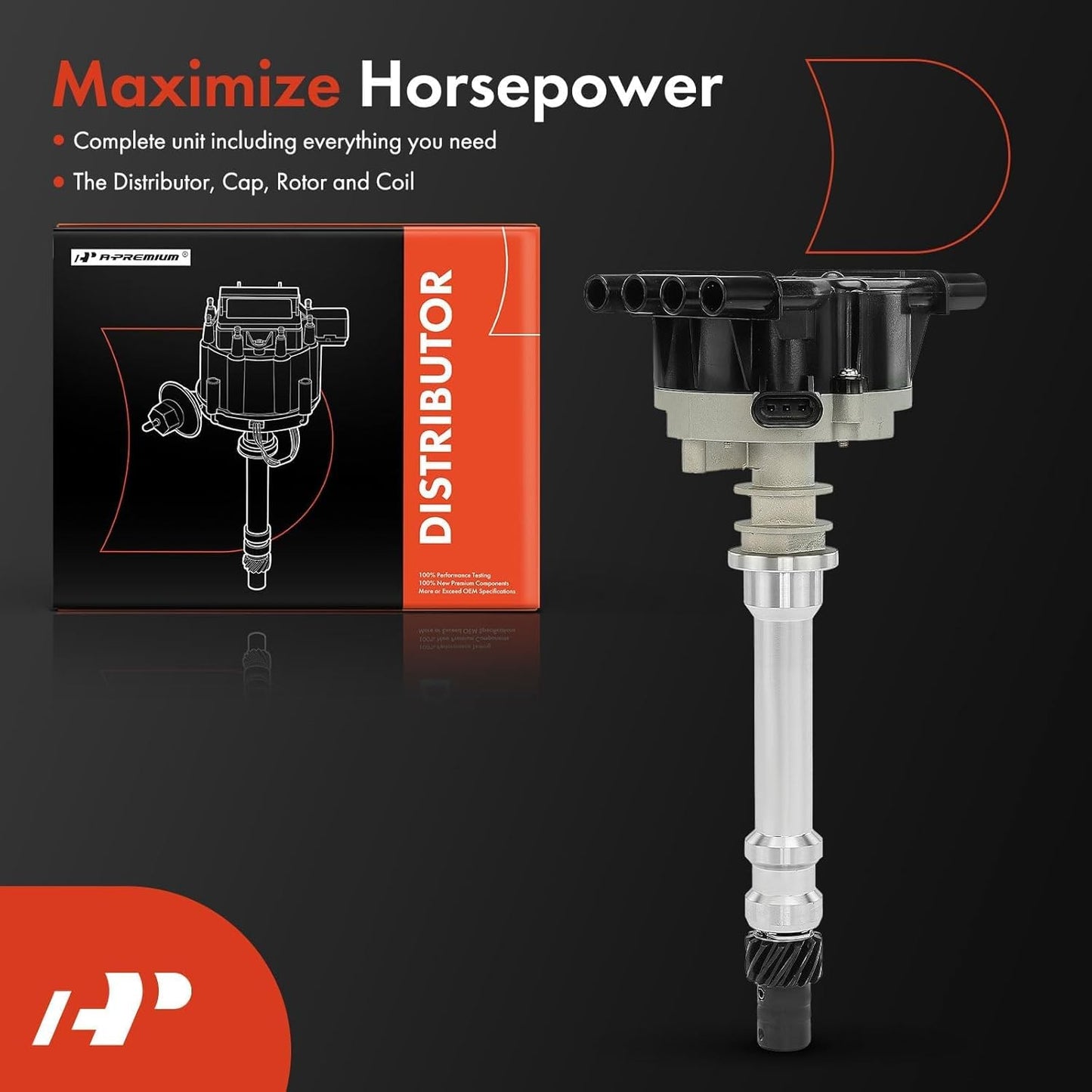 A-Premium Ignition Distributor with Cap and Rotor Compatible with GMC Savana 3500, C2500, C3500HD, K2500, K2500 Suburban, P3500 & Chevrolet C2500, C3500, C3500HD, Express 3500, K2500 Suburban, P30